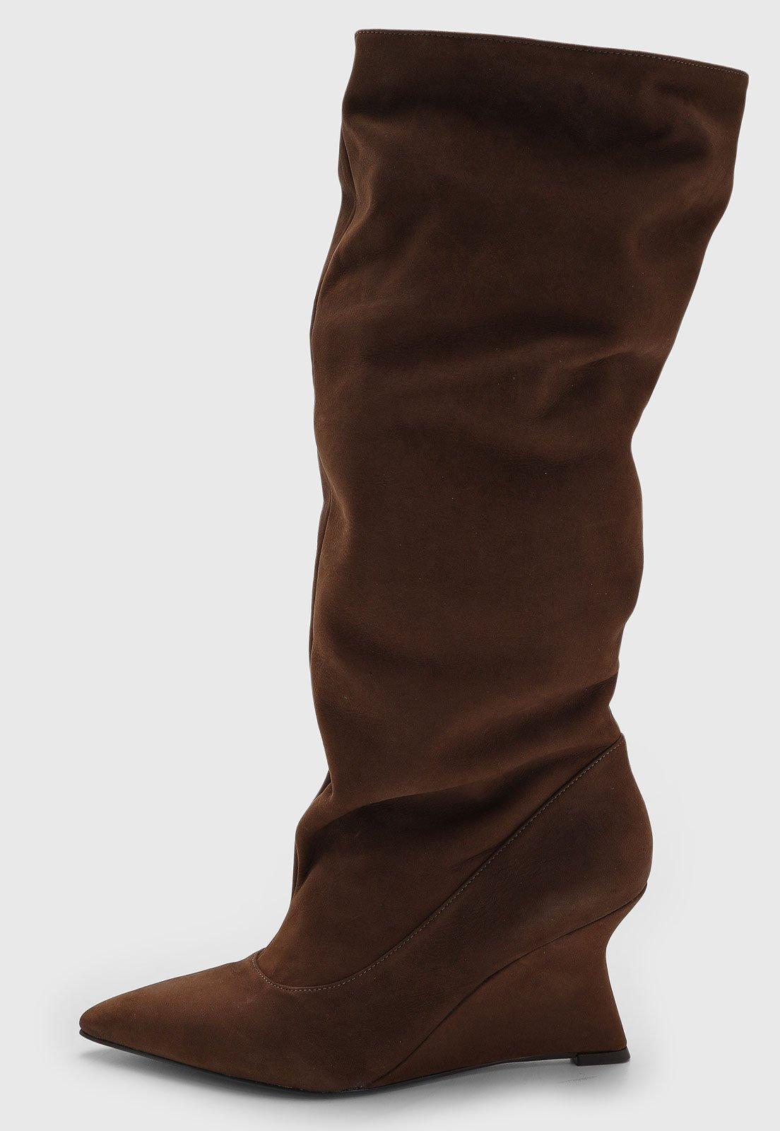 Bota Feminina Capodarte Cano Alto Couro Marrom