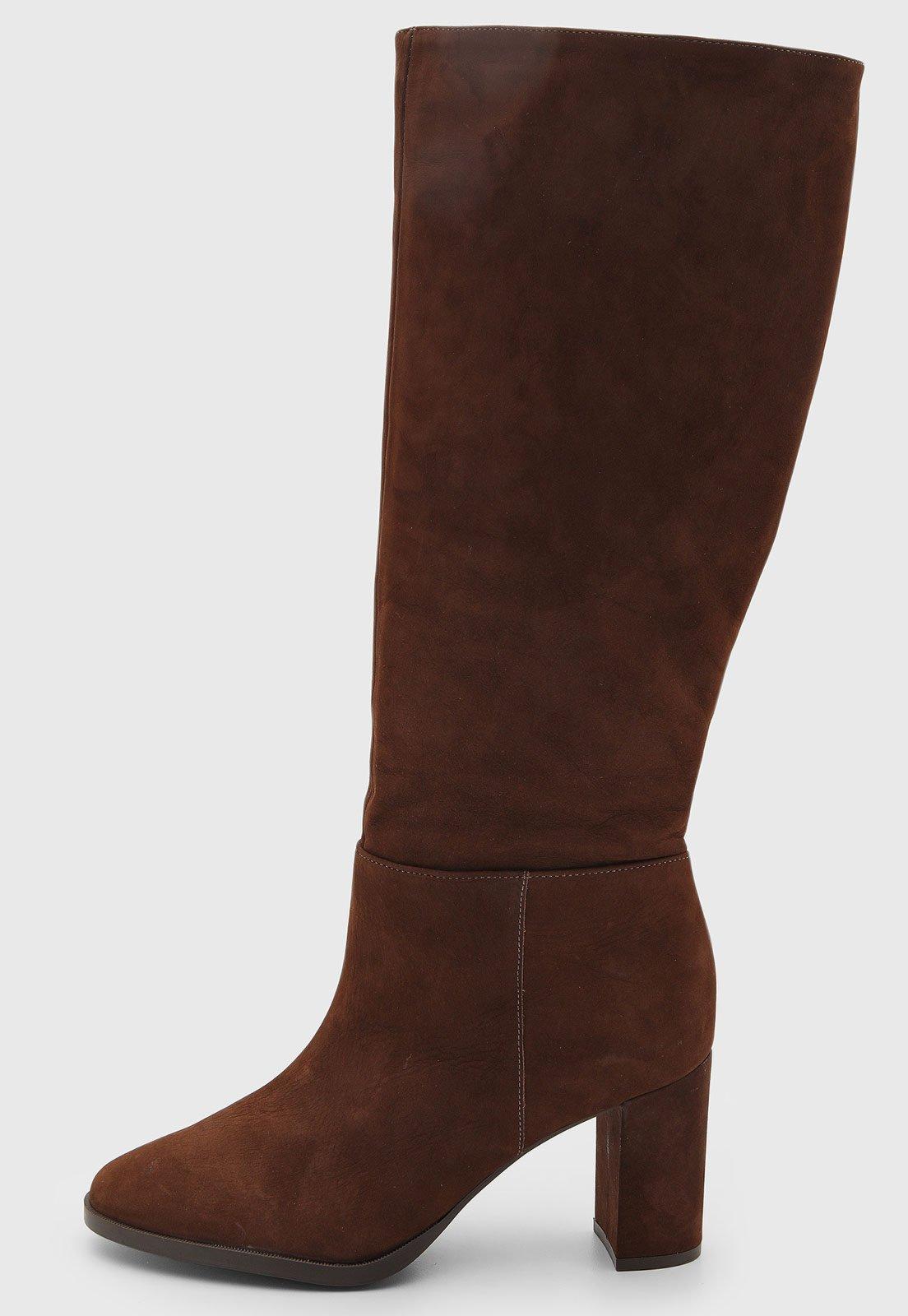 Bota Feminina Arezzo Cano Longo Couro Marrom