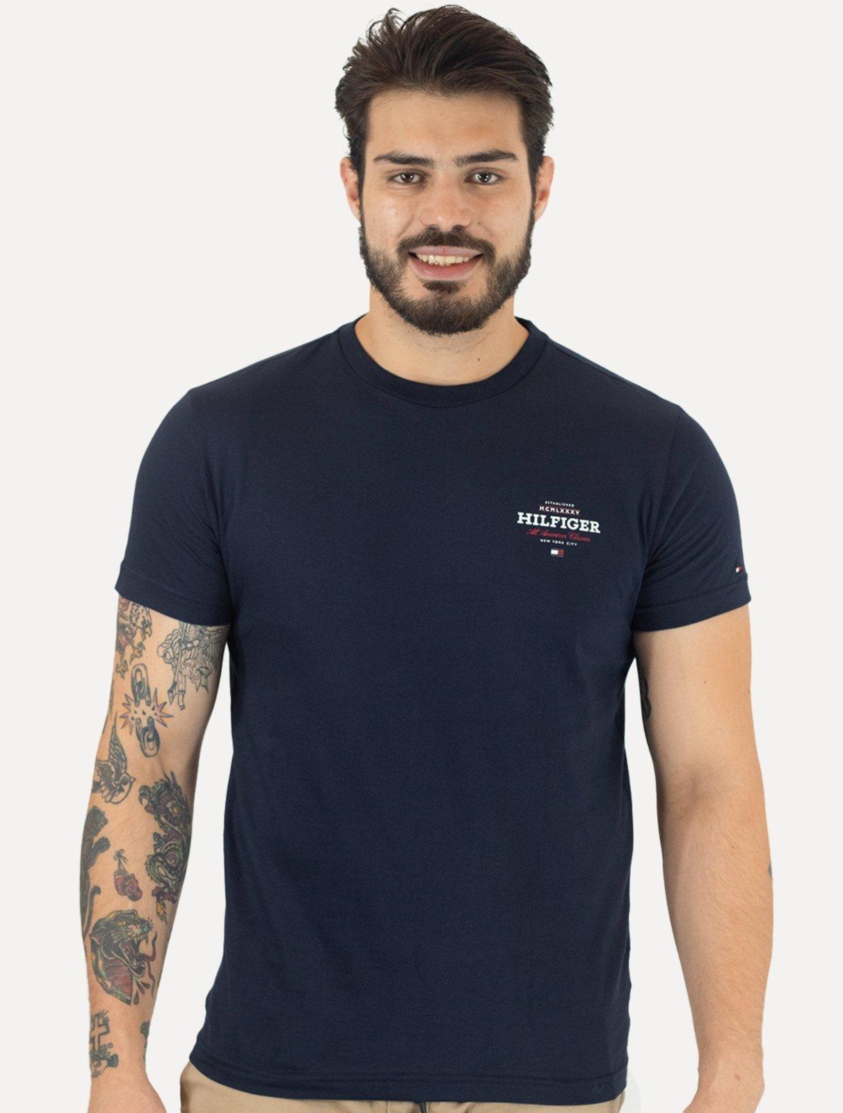 Camiseta Tommy Hilfiger Masculina Monotype All American Azul Marinho