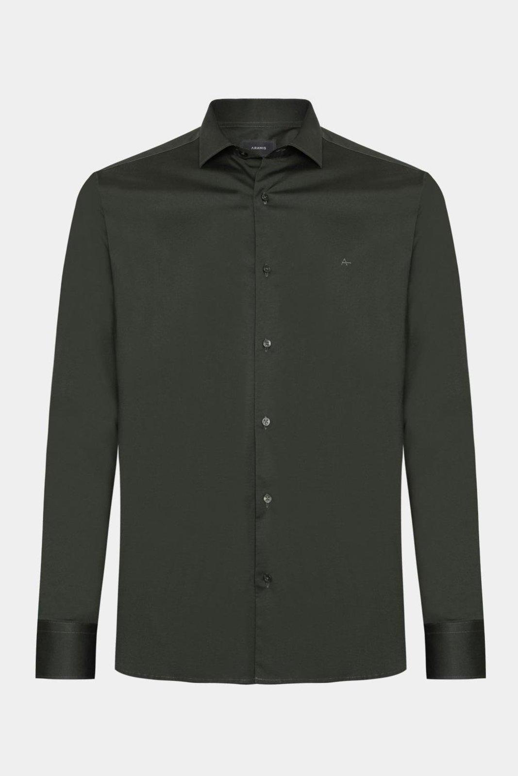 Camisa Aramis Manga Longa Slim Tricoline Stretch Liso Verde