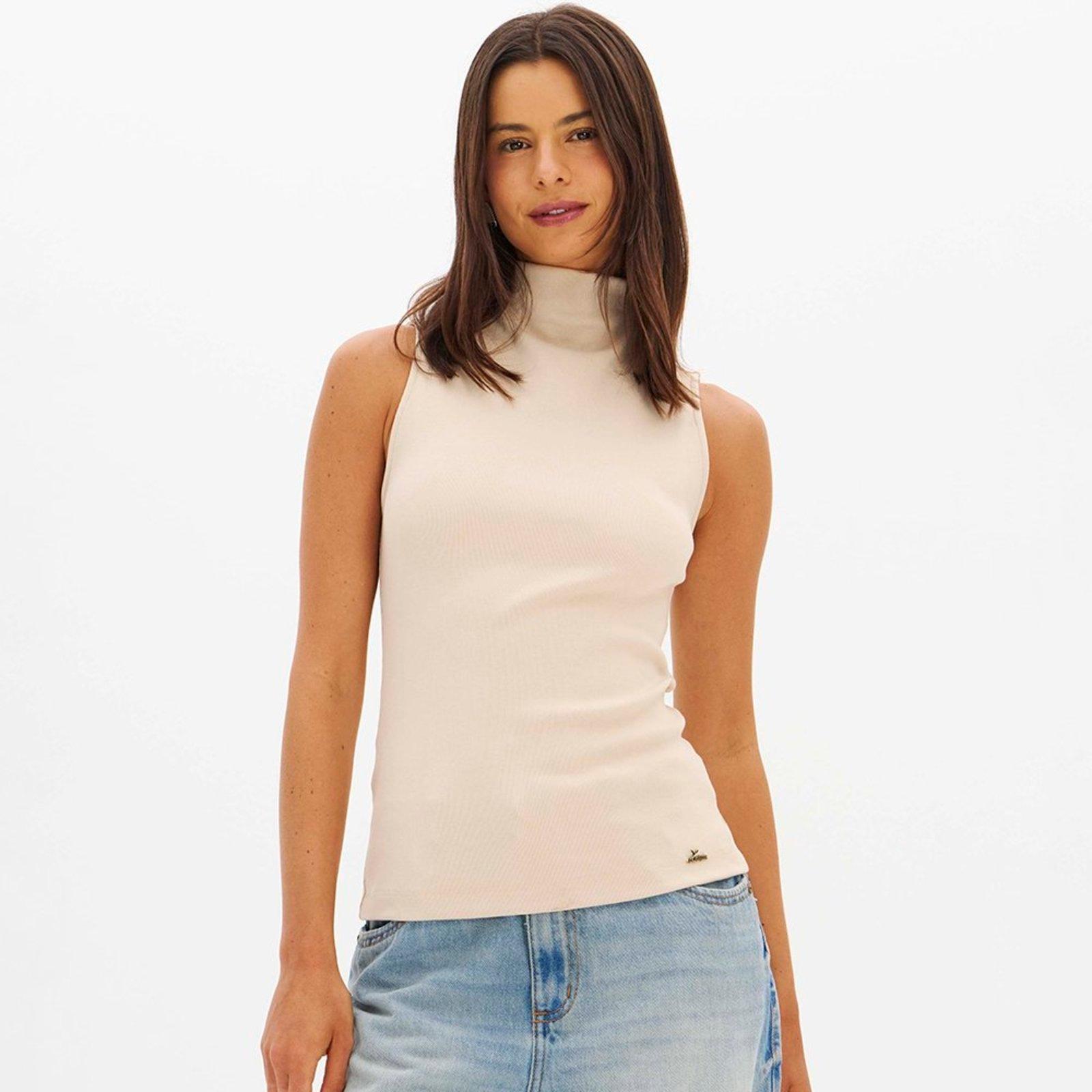 Blusa Lança Perfume Sem Manga Gola Alta In26 Bege Feminino