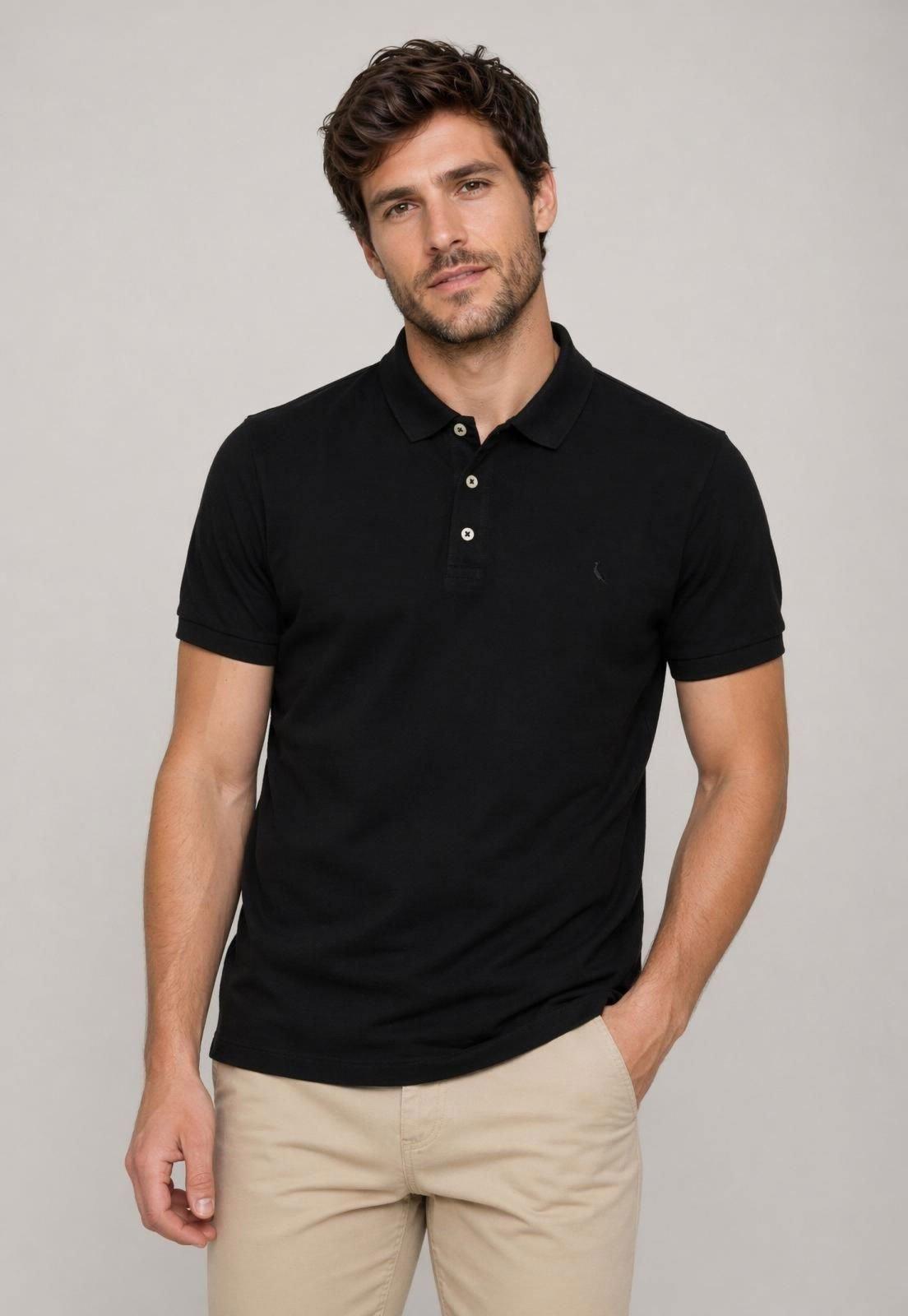 Camiseta Polo Masculina Reserva Clássica Preta