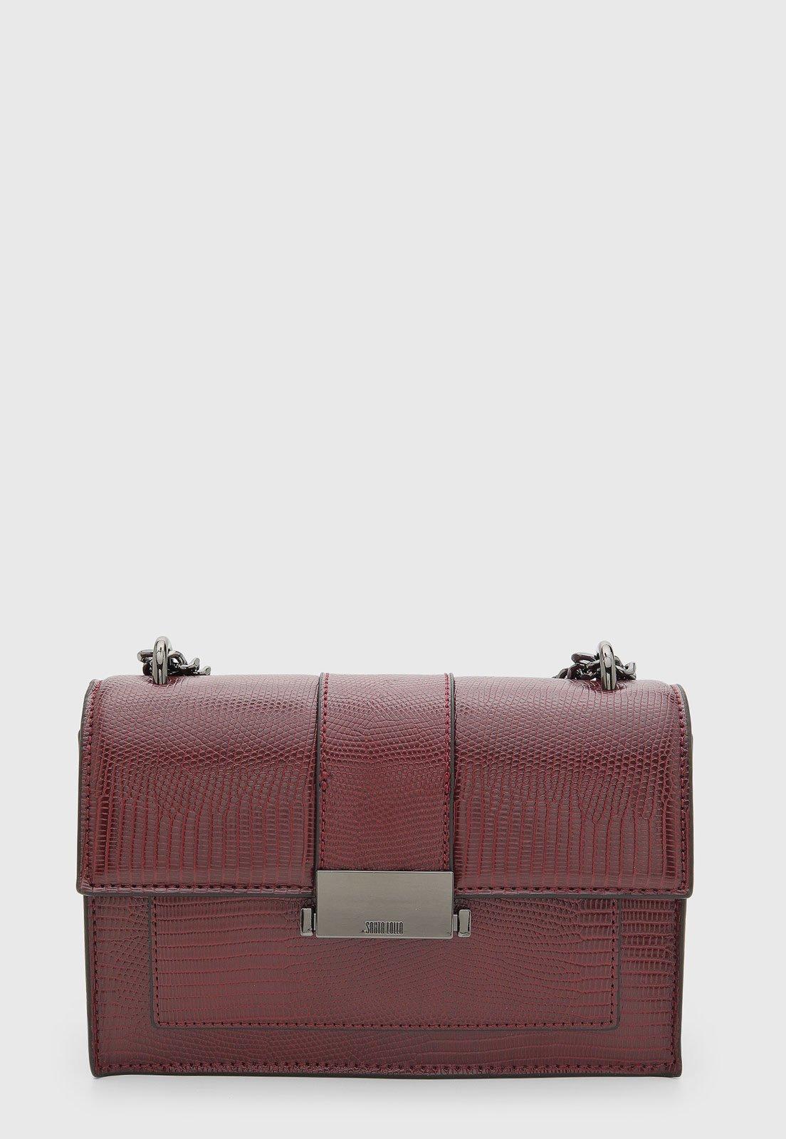 Bolsa Feminina Santa Lolla Texturizada Alça Corrente Vinho