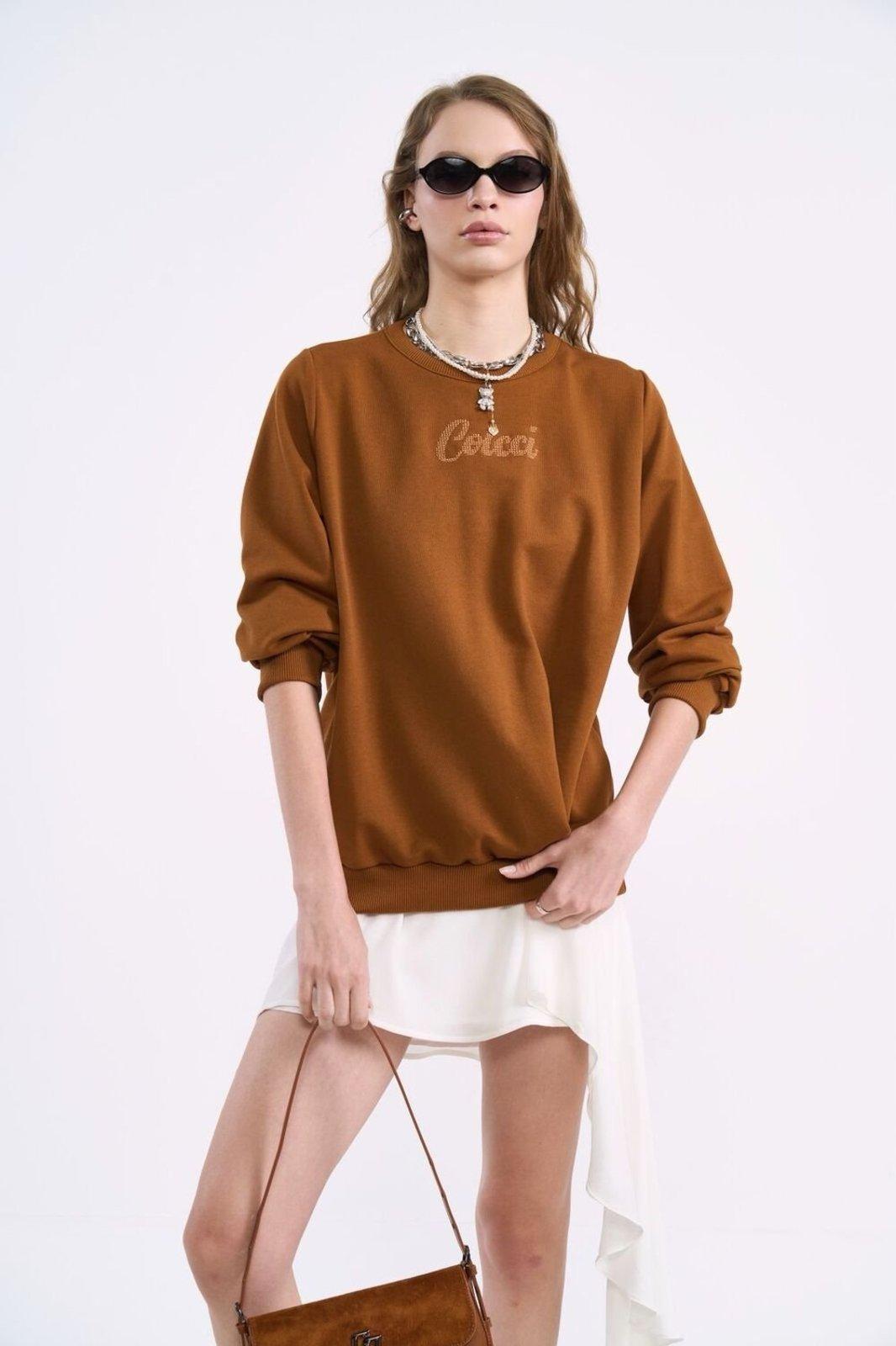Blusão Moletom Urban com Bordado Frontal Colcci Marrom Drome