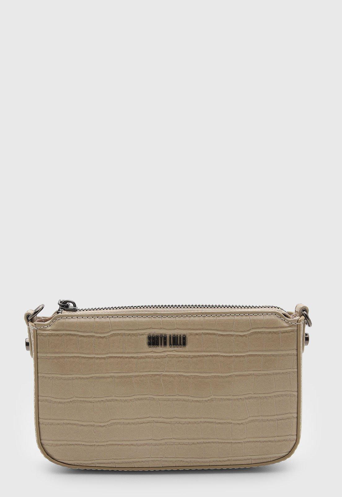 Bolsa Feminina Santa Lolla Texturizada Croco Bege
