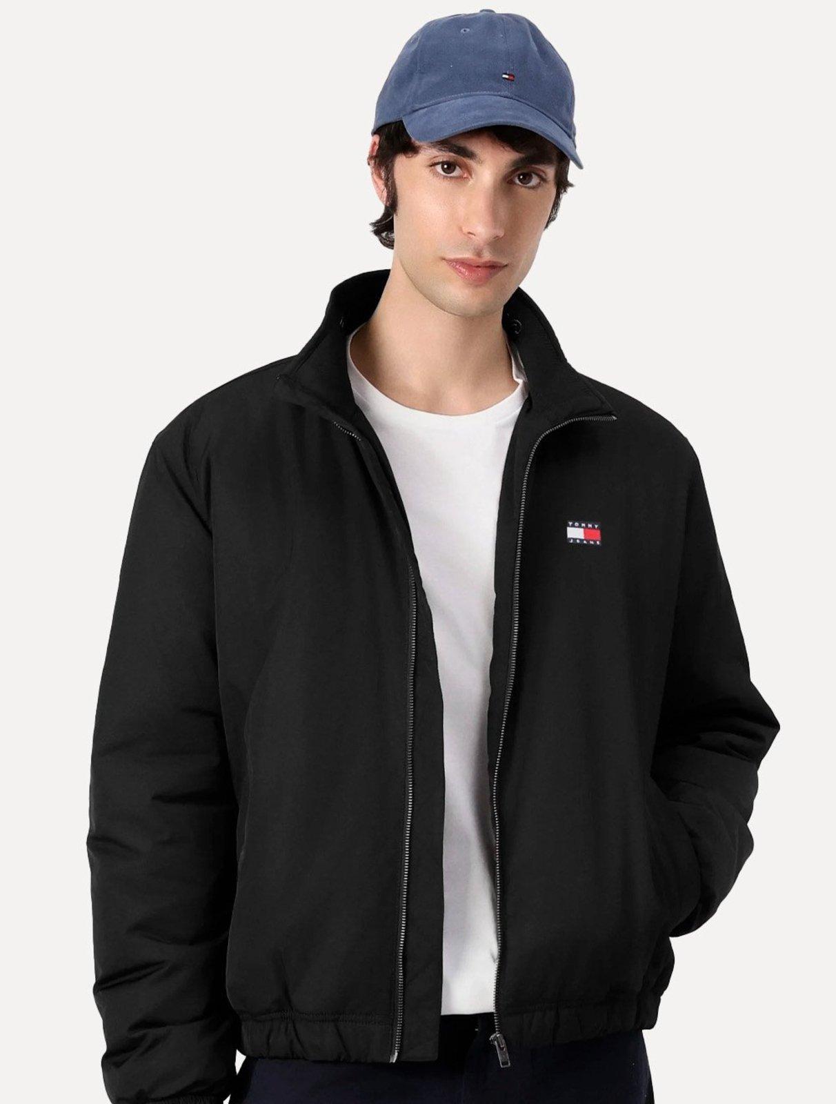 Jaqueta Tommy Jeans Masculina Essential Padded Logo Collar Preta