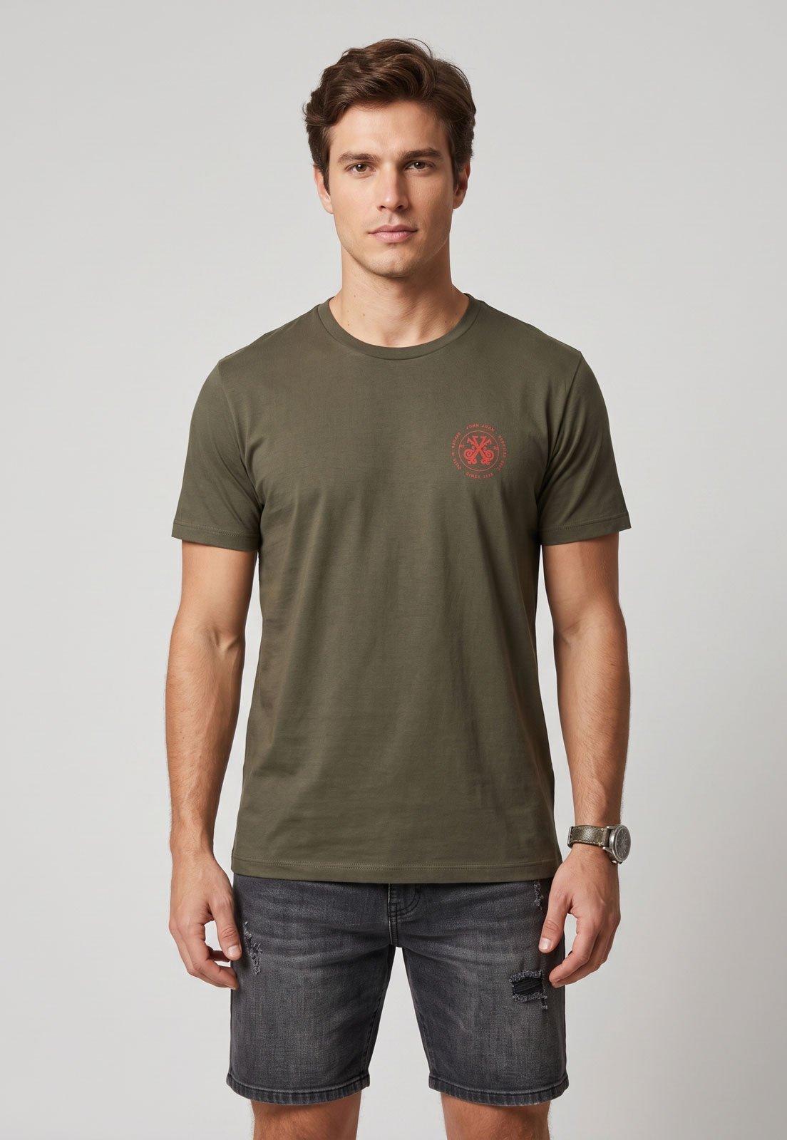 Camiseta Masculina John John Estampa Circular Verde