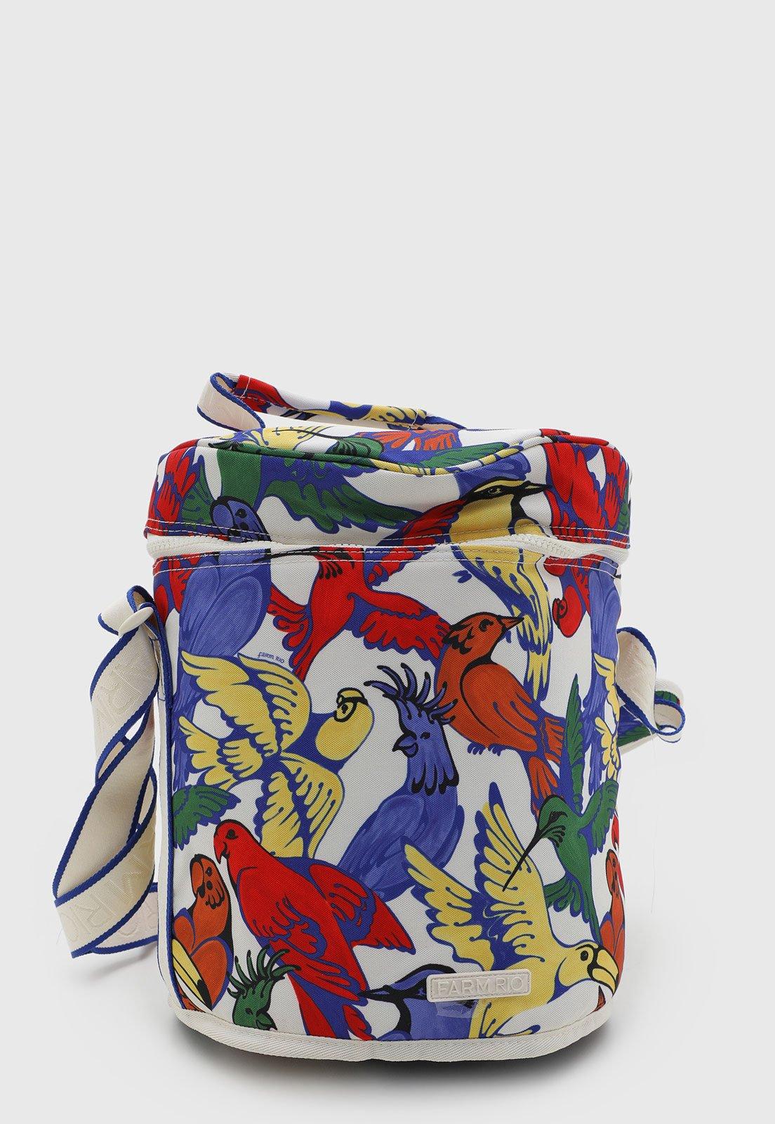 Bolsa FARM Estampa Aves Coloridas Branca