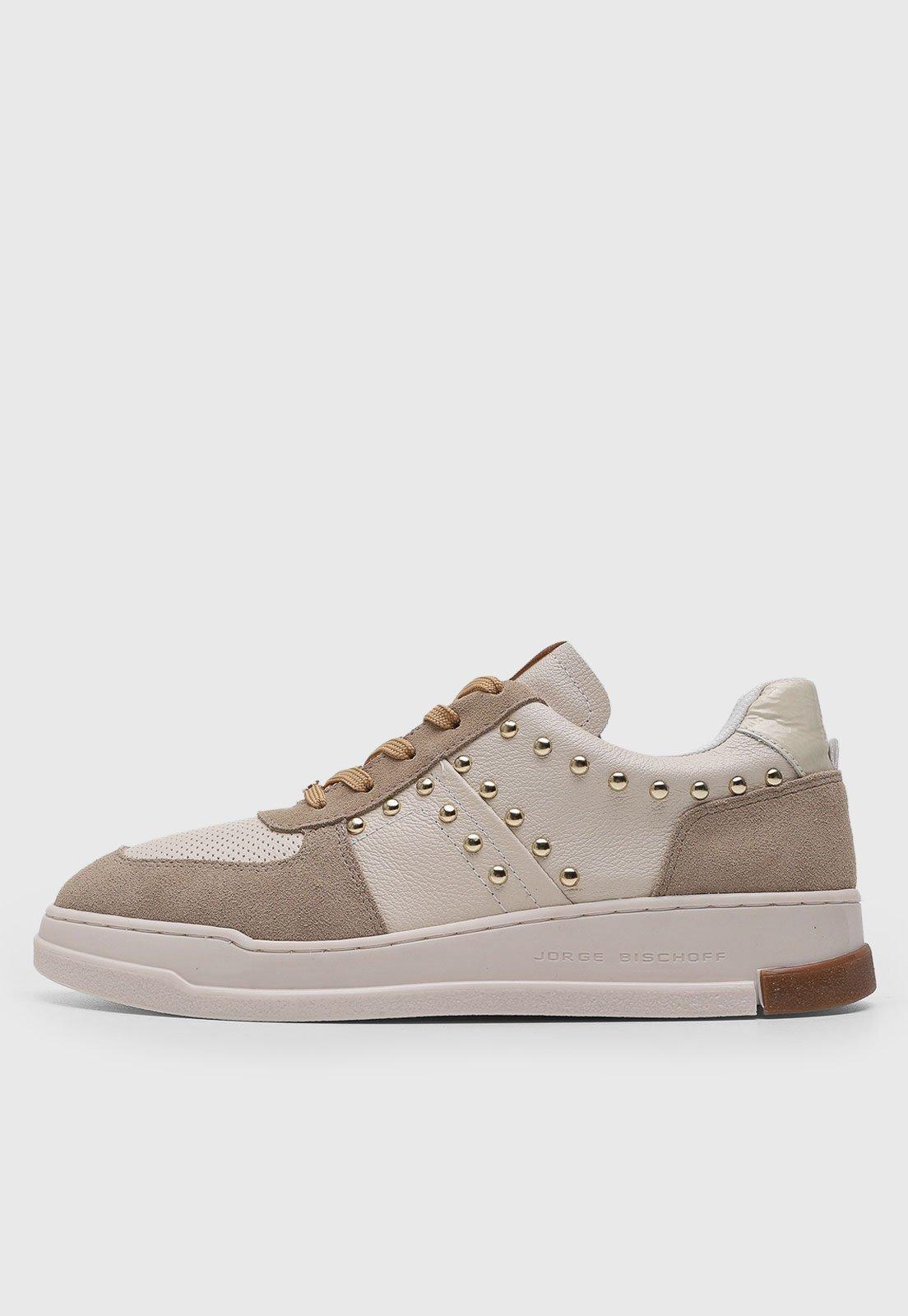 Tênis Feminino Jorge Bischoff Detalhe Tachas Bege