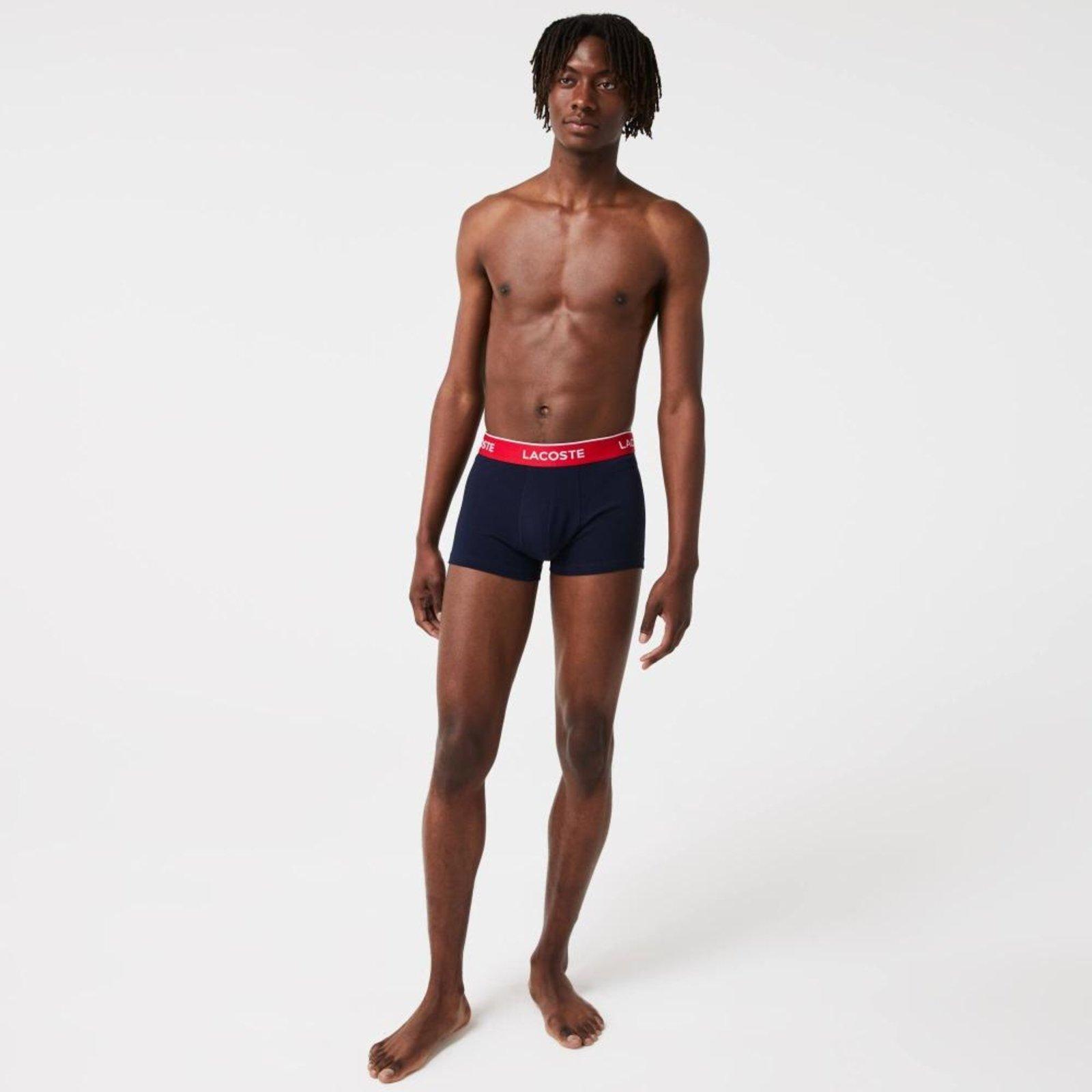 Pack com três Cueca Lacostes masculinas em jérsei com cós assinado Azul