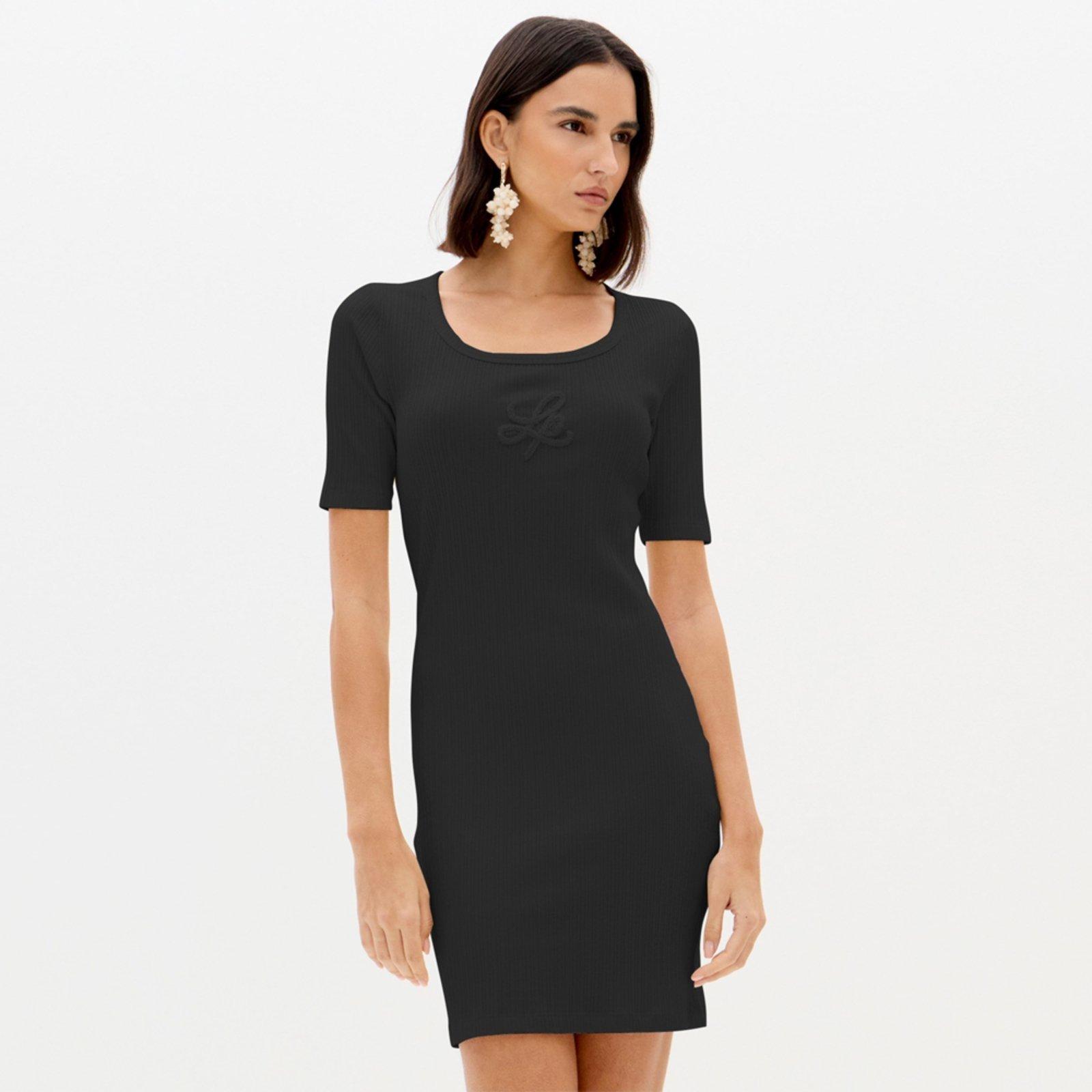 Vestido Curto Lança Perfume Canelado Ve26 Preto Feminino
