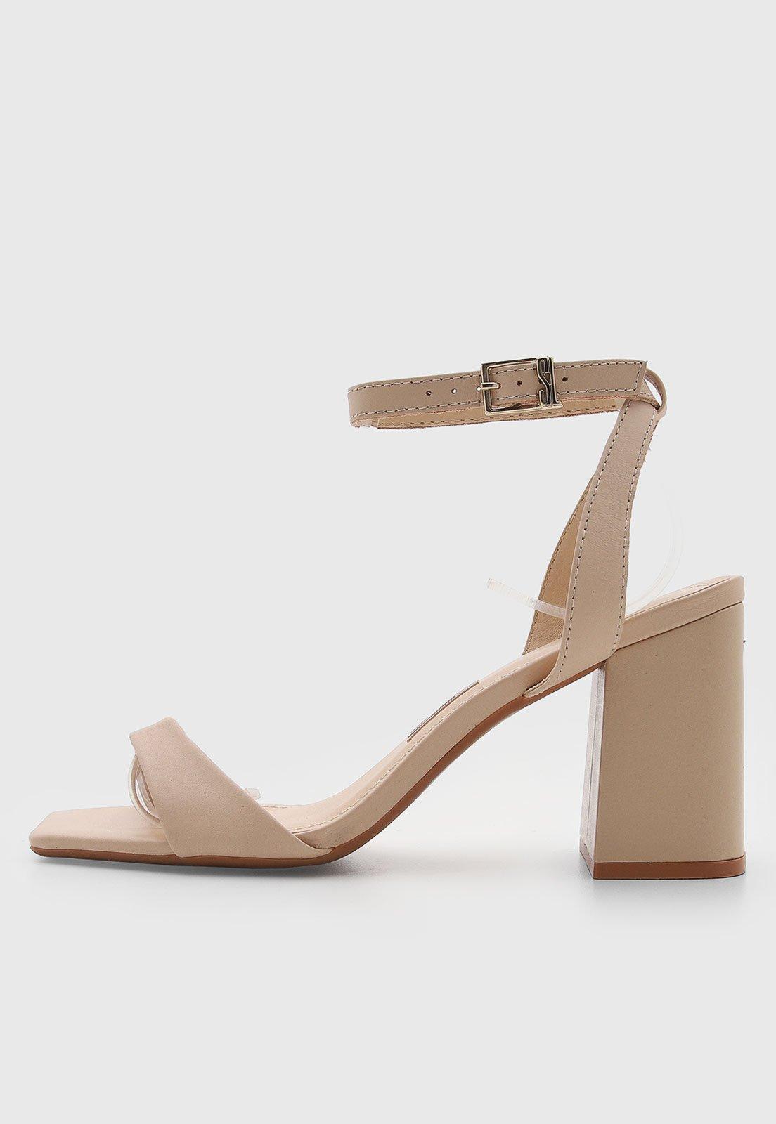 Sandália Feminina Santa Lolla Salto Bloco Couro Off-white