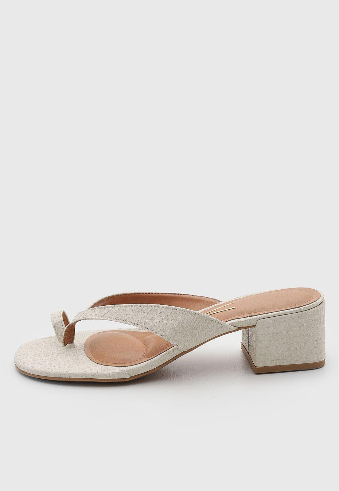 Sandália Feminina Vizzano Salto Bloco Tiras Cruzadas Off-White