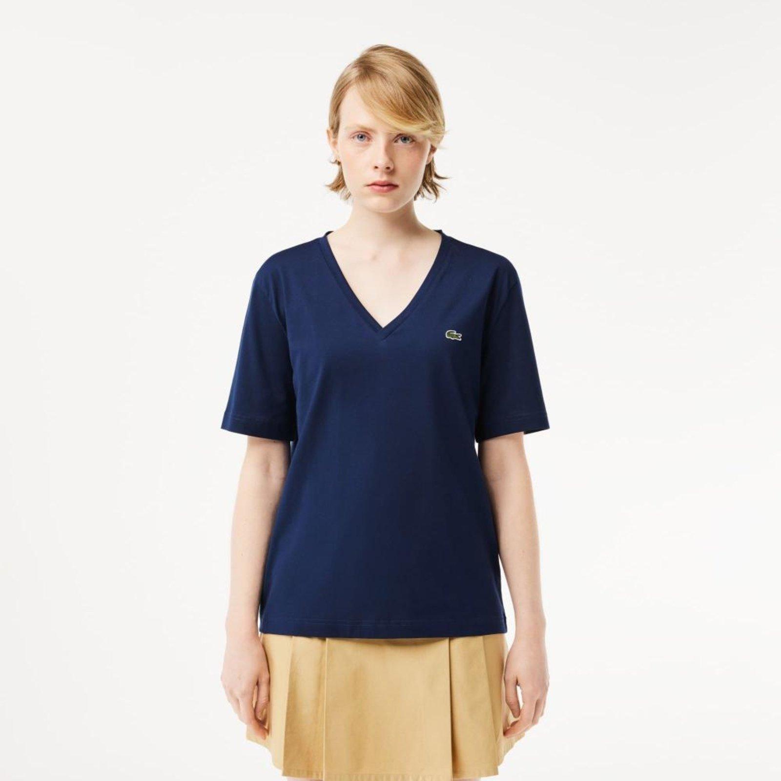 Camiseta de Algodão macio com ajuste relaxado e decote em V Azul
