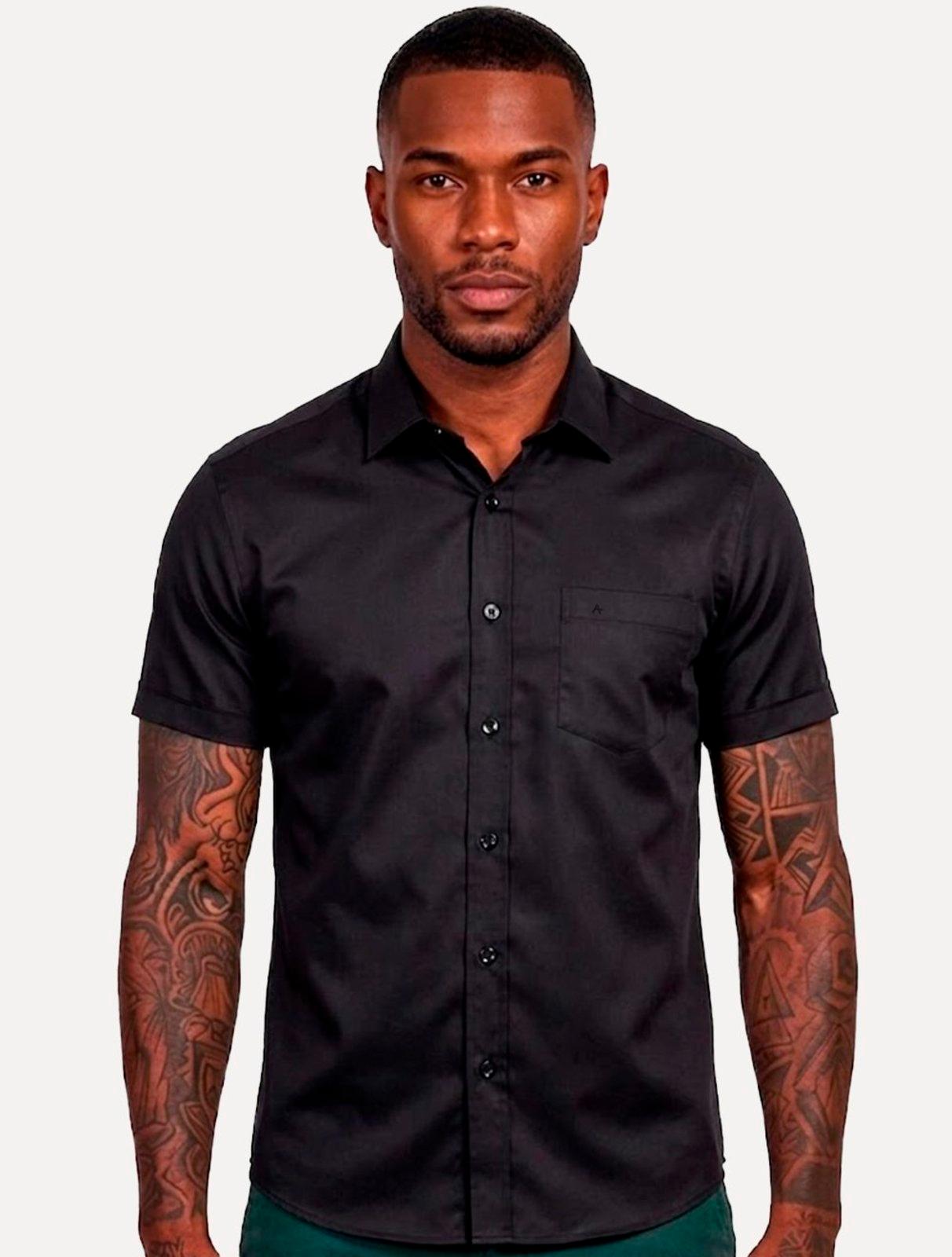 Camisa Aramis Masculina Slim Stretch Fil a Fil Elastano Chumbo