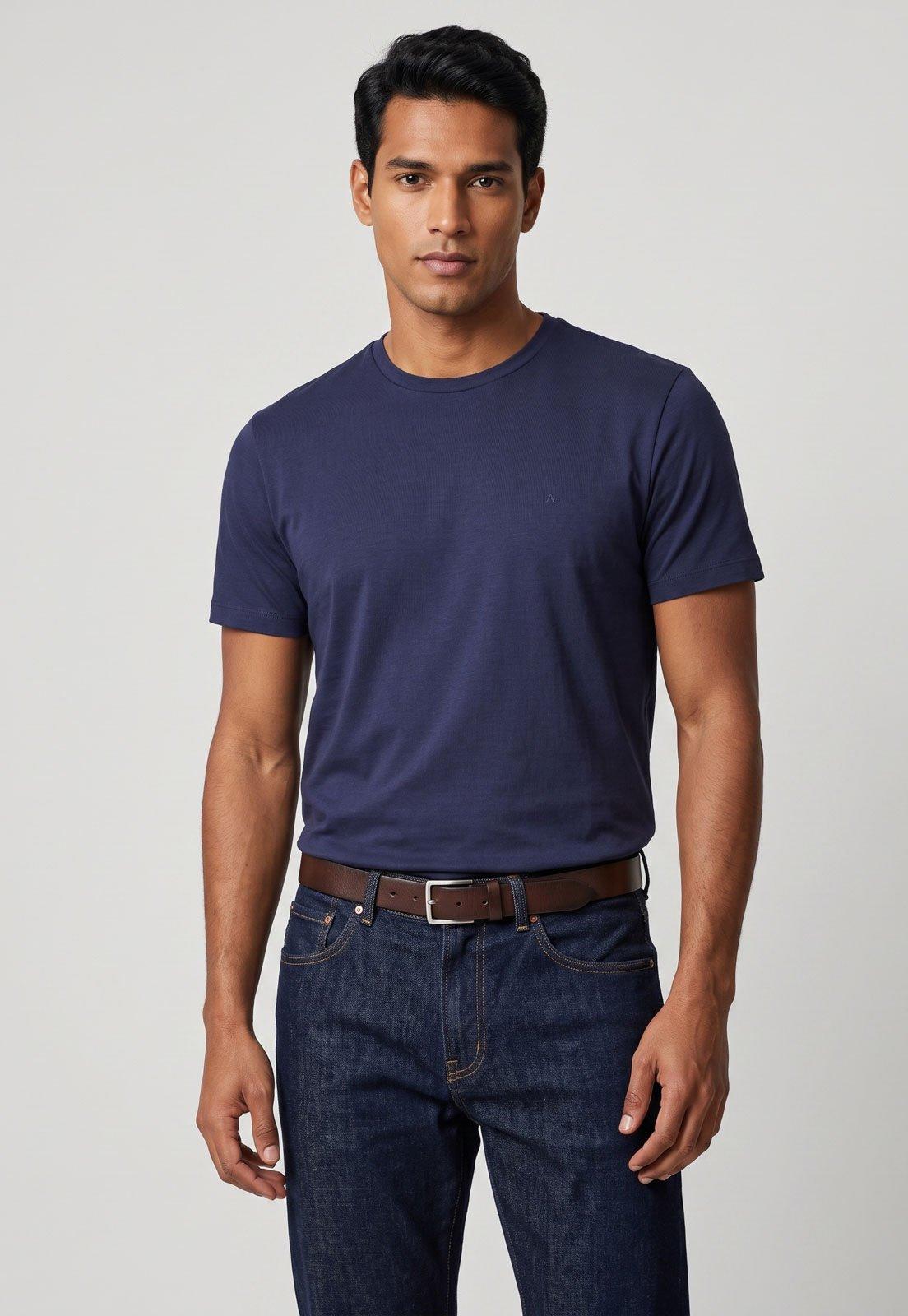 Camiseta Masculina Aramis Gola Redonda Azul Escuro