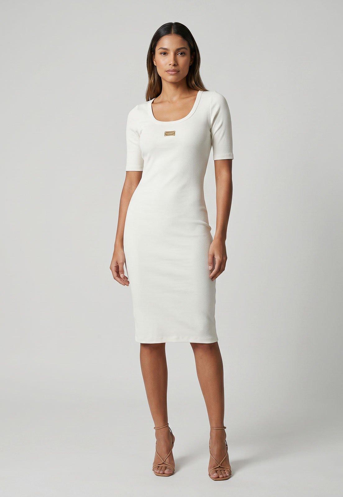 Vestido Feminino Lança Perfume Midi Ajustado Branco
