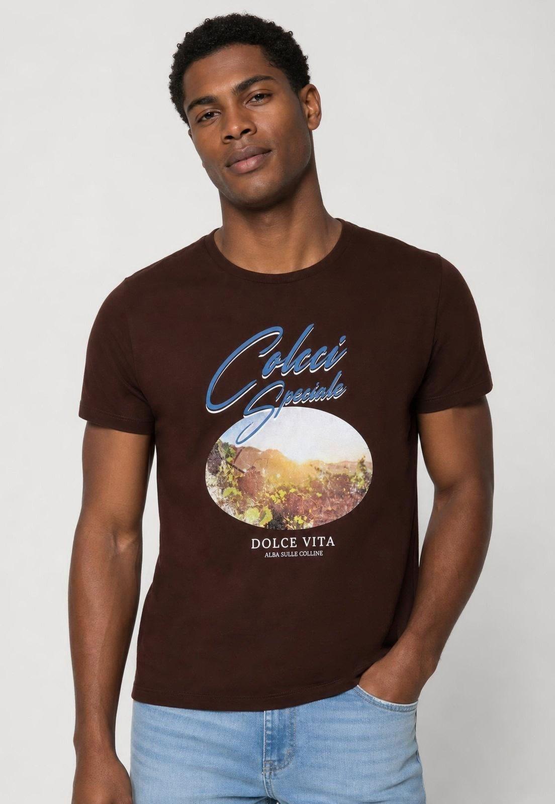 Camiseta Masculina Colcci Dolce Vita Marrom