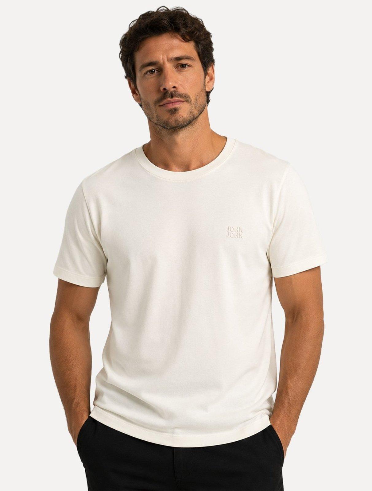 Camiseta John John Masculina Regular Fit Basic Uno Lisa Off White