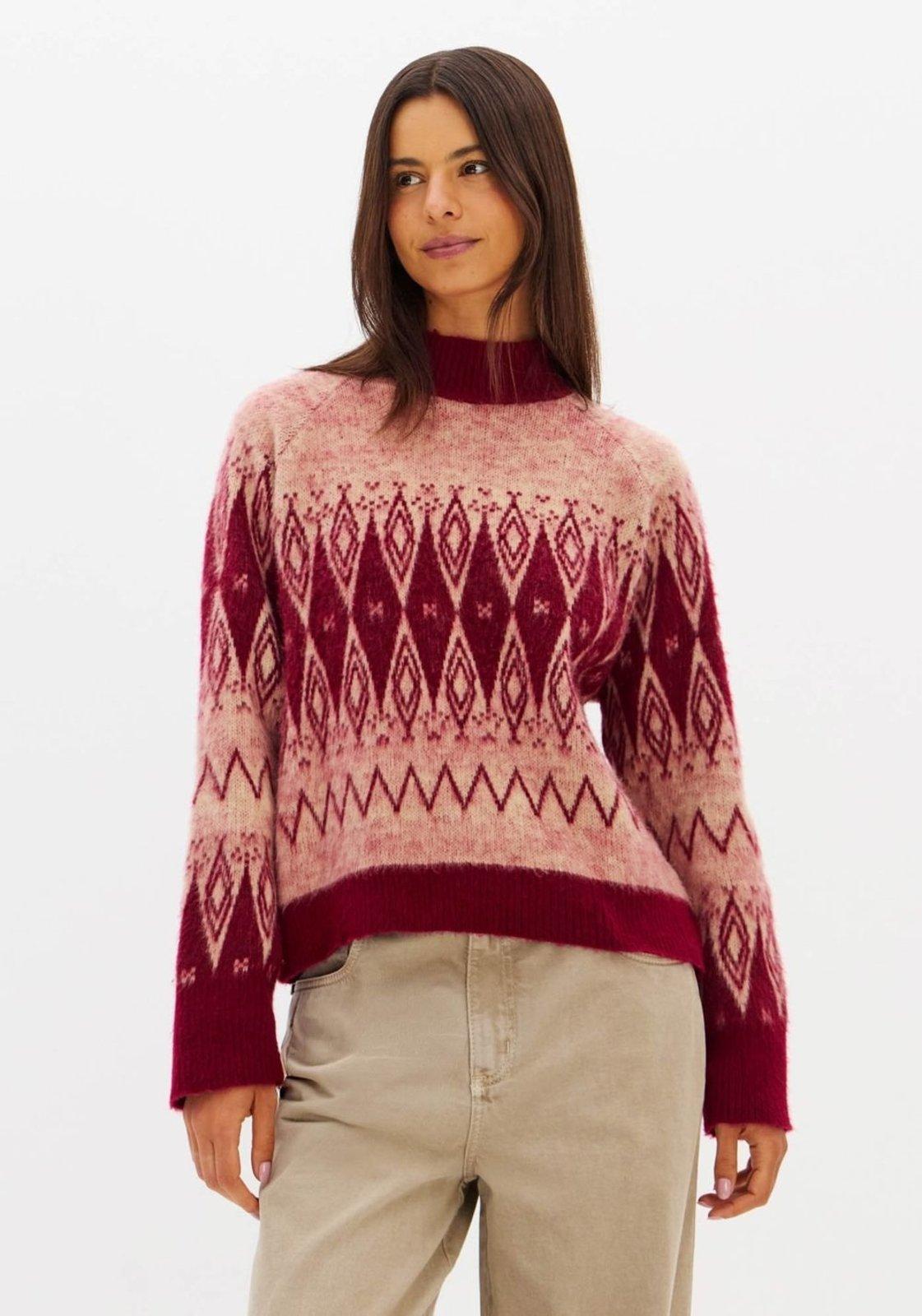 Blusa De Tricô Manga Longa Jacquard Lança Perfume