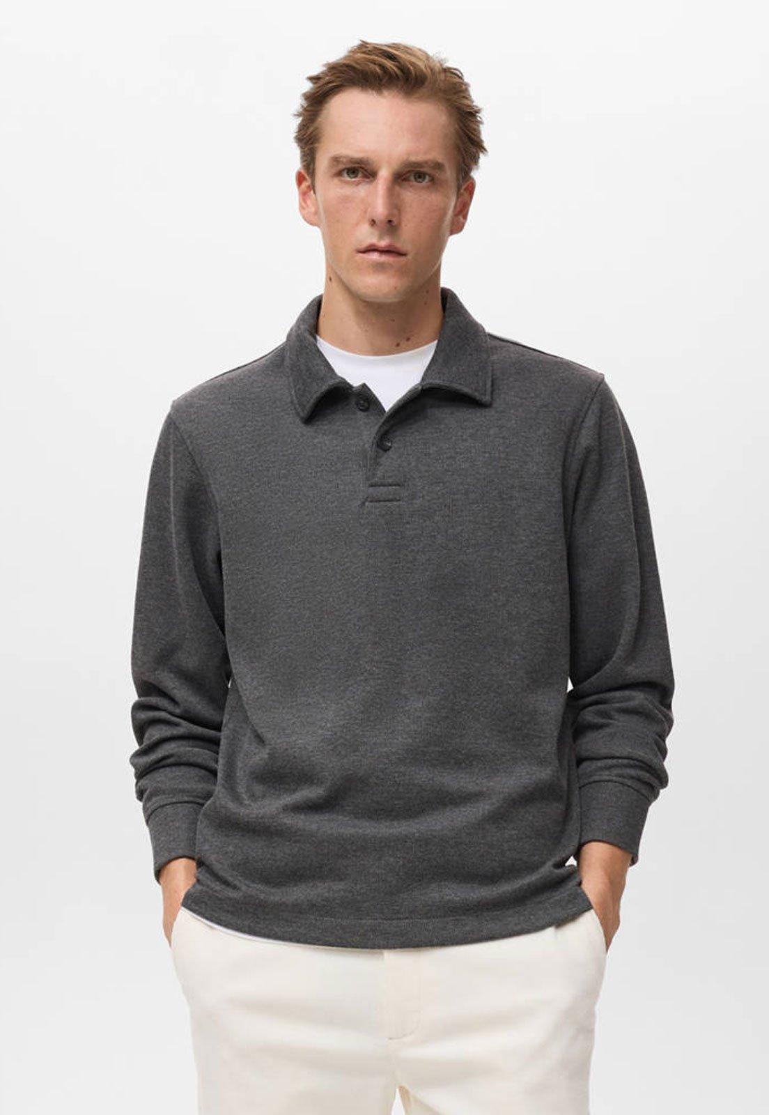 Blusa Polo Masculina Mango Cinza Escuro