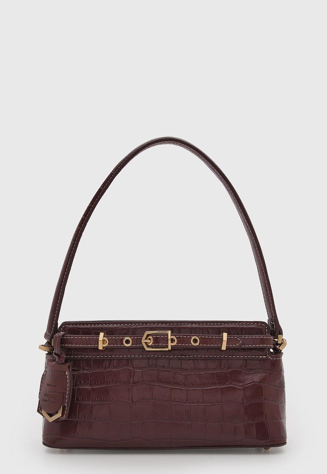 Bolsa Arezzo Couro Croco Vinho