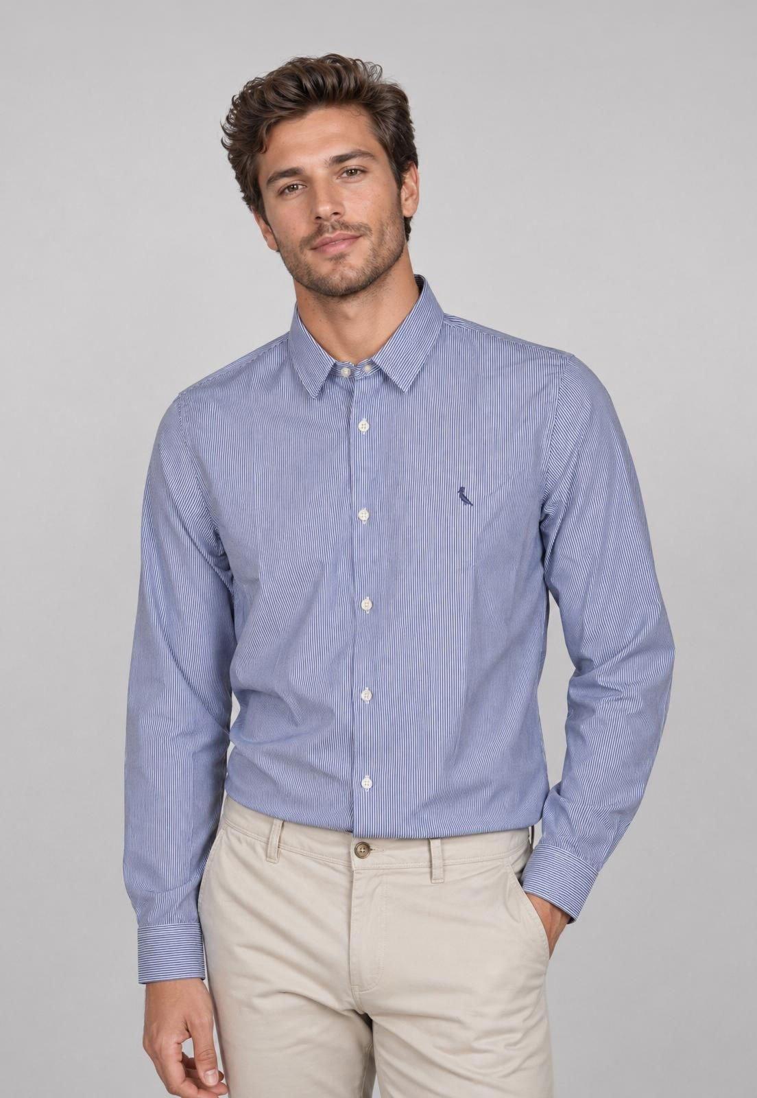 Camisa Masculina Reserva Listrada Azul