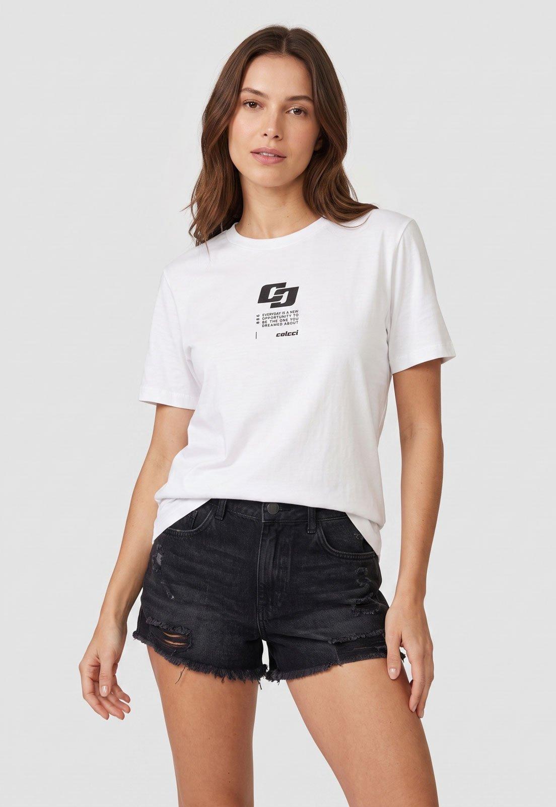 Camiseta Feminina Colcci Estampada Branca