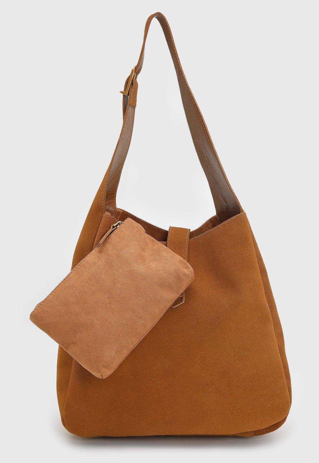 Bolsa Grande com Necessaire Feminina Arezzo STRAC Caramelo