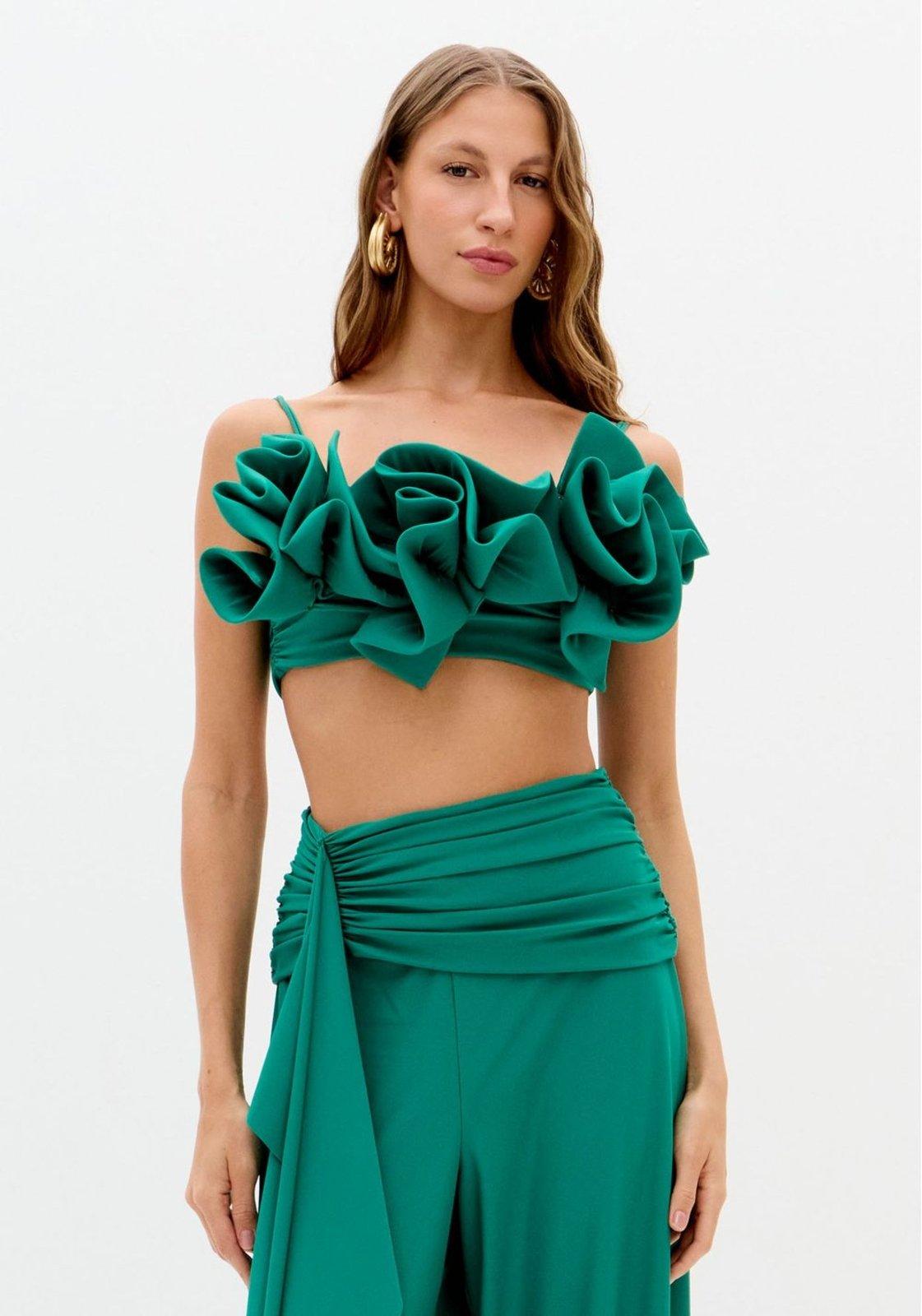 Top Cropped De Alças Com Babados Lança Perfume