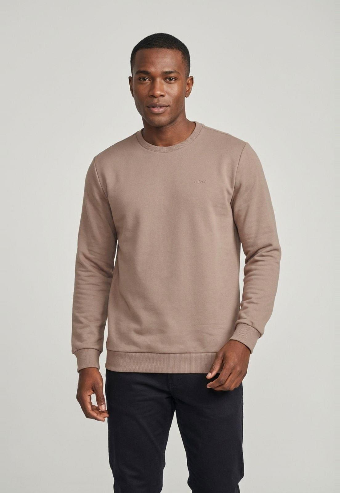 Blusa de Moletom Masculina Colcci Logo Bordado Marrom