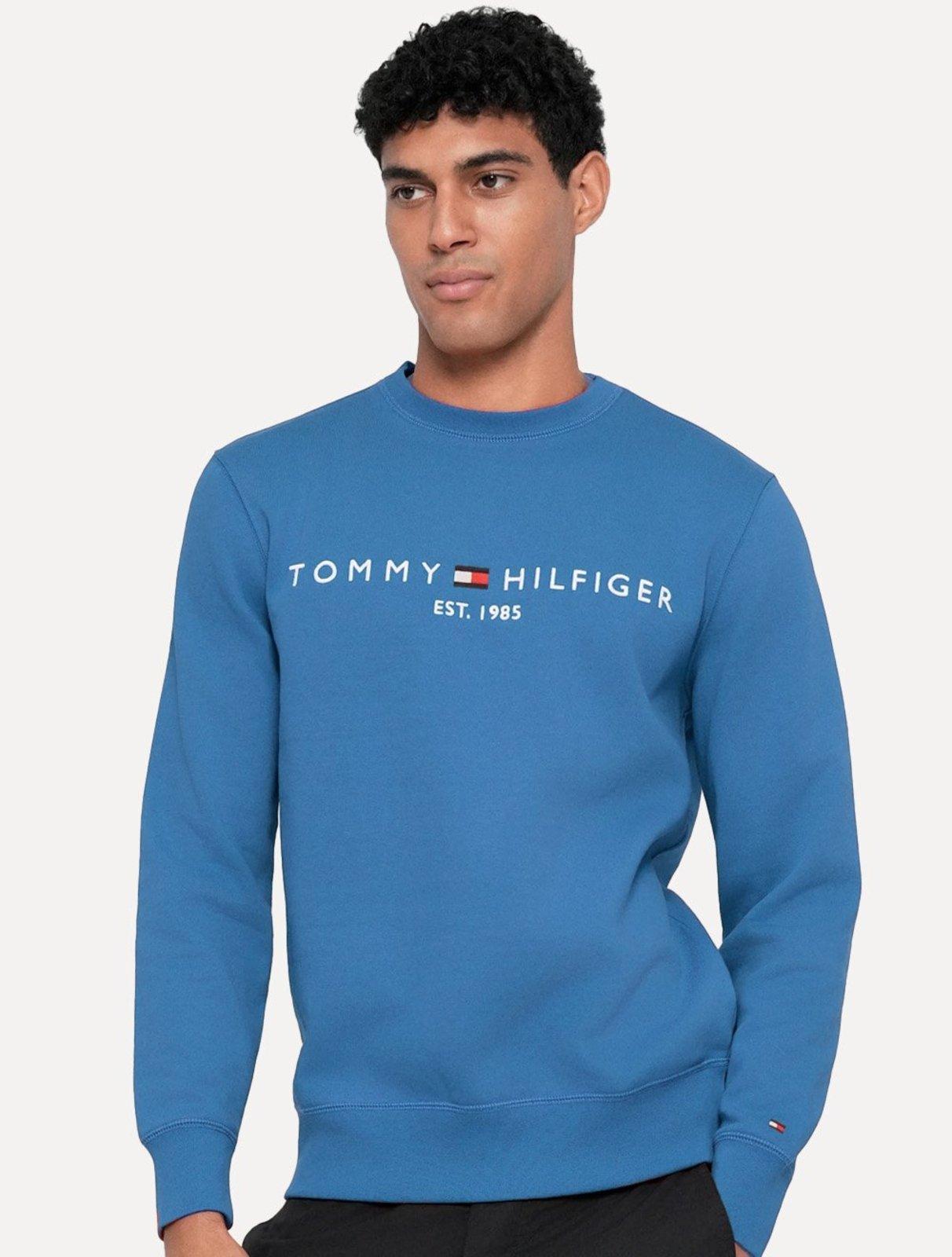 Moletom Tommy Hilfiger Masculino Fleece Logo Crewneck Azul Royal