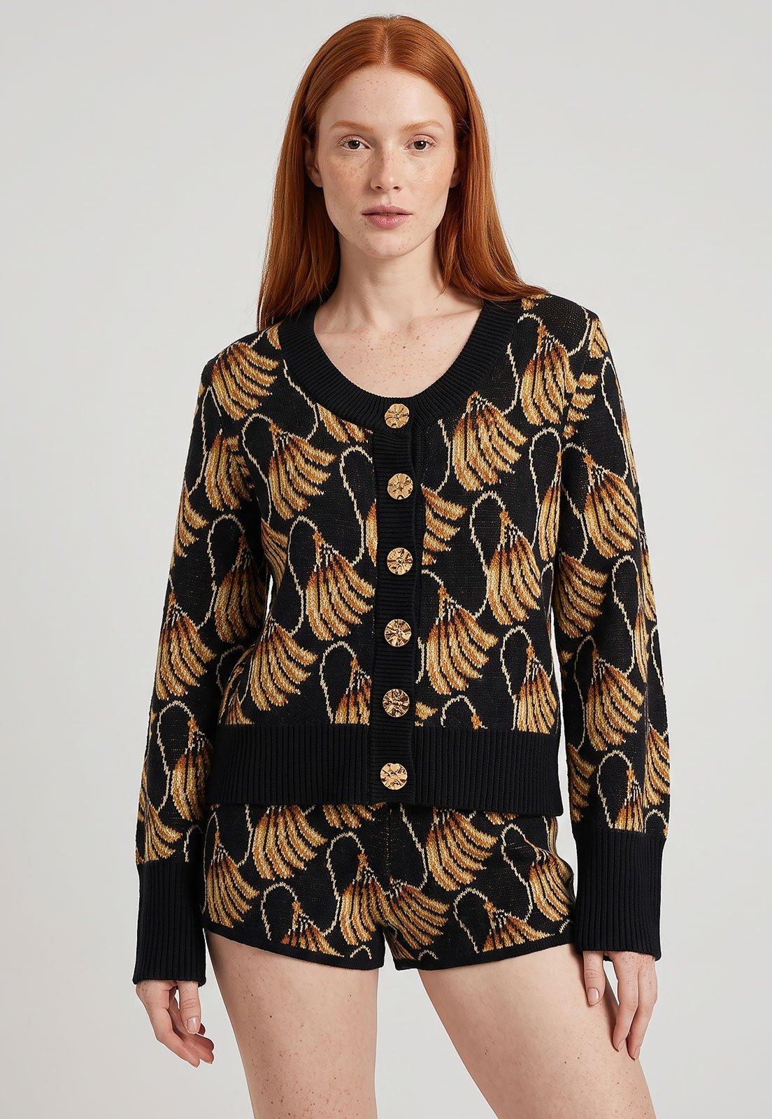 Cardigan Feminino FARM Estampado Preto