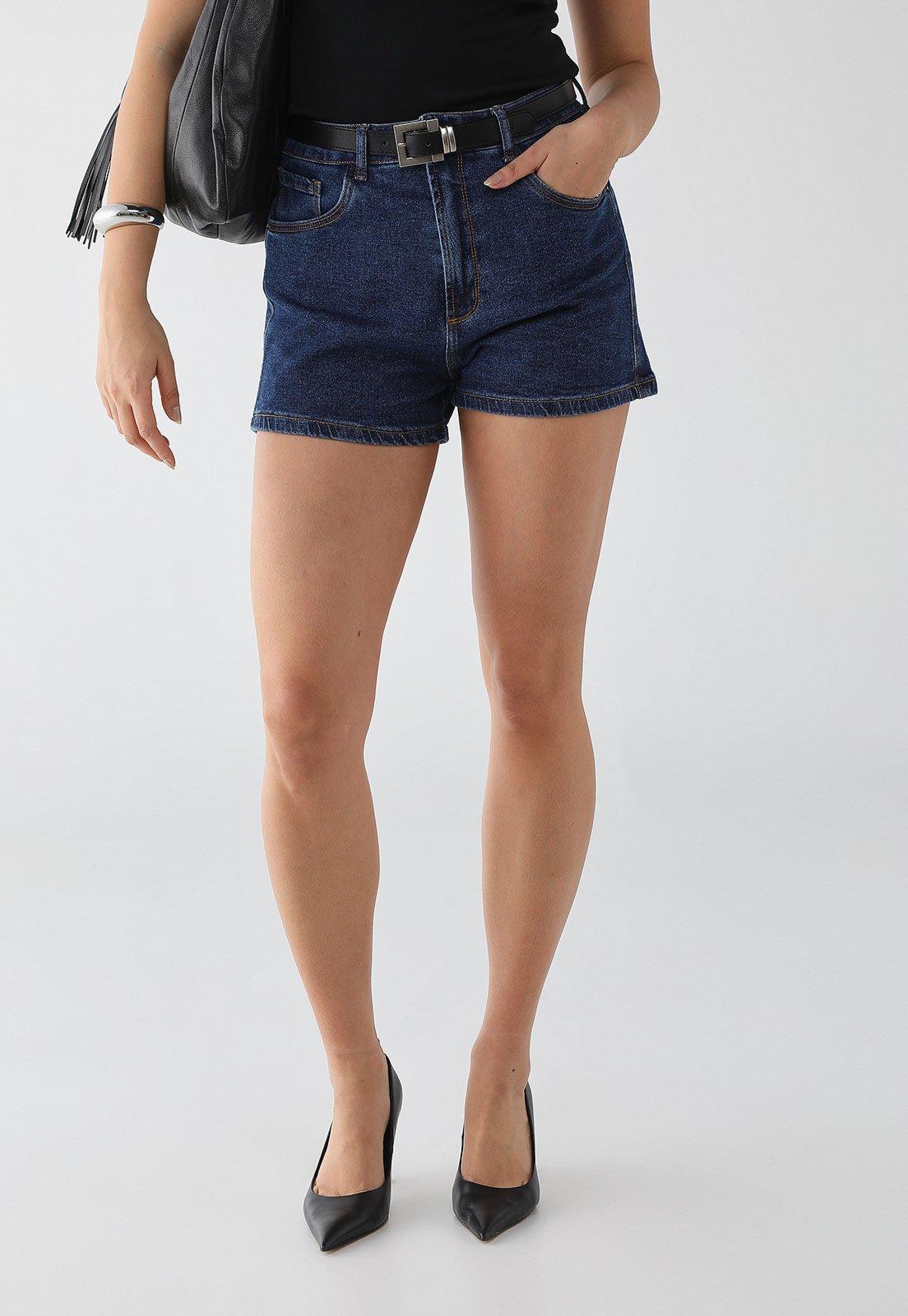Short Jeans Feminino Lança Perfume Confort High Azul Escura