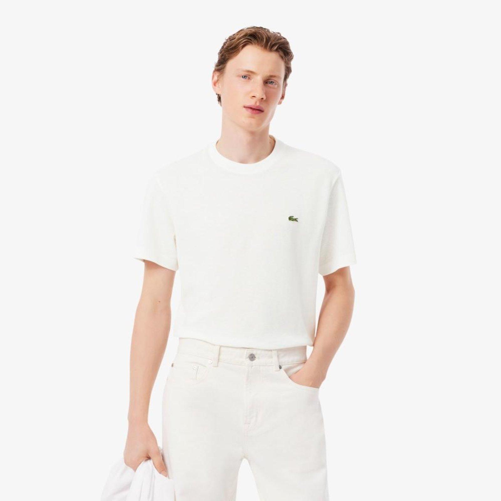 Camiseta de Piqué Pesado em Algodão e Linho Branco