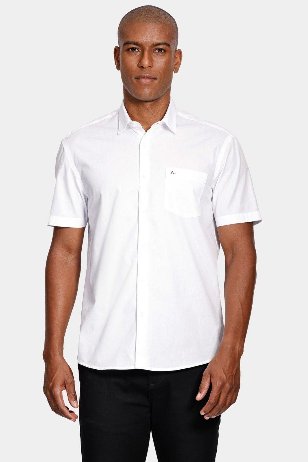 Camisa Aramis Manga Curta Regular em Tricoline Branco