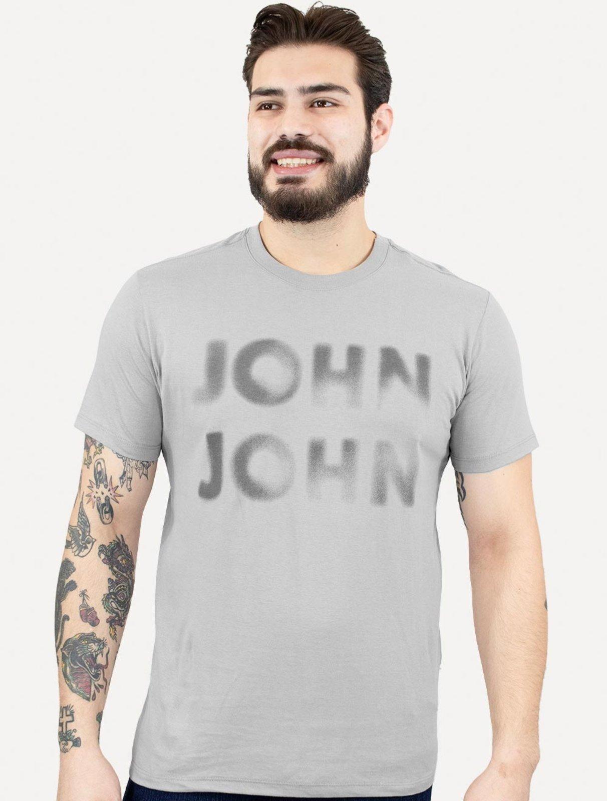 Camiseta John John Masculina Logo Blur Cinza Médio