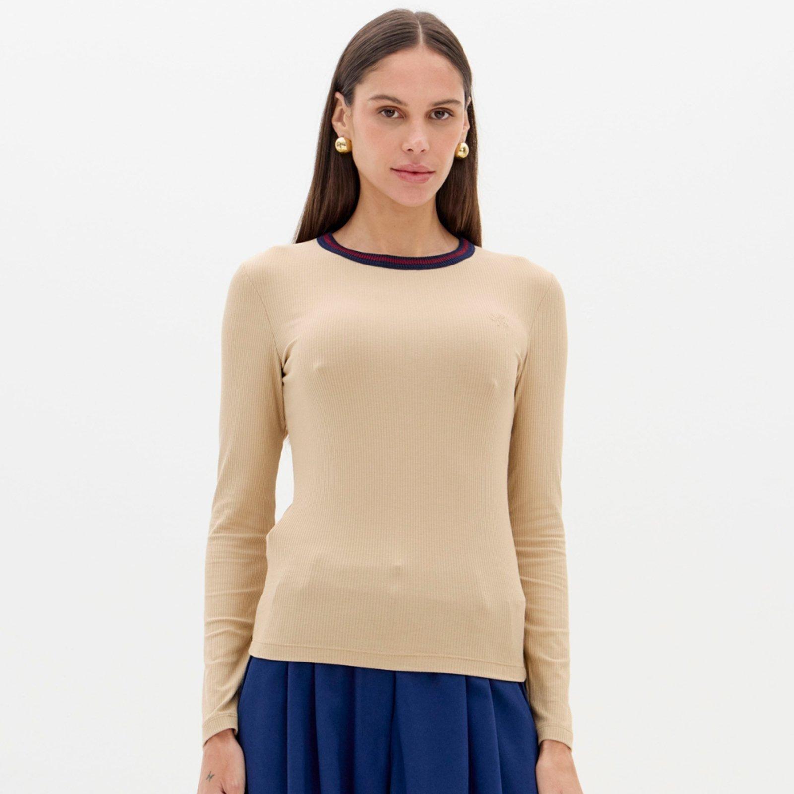 Blusa Lança Perfume Canelada Ou26 Bege Feminino