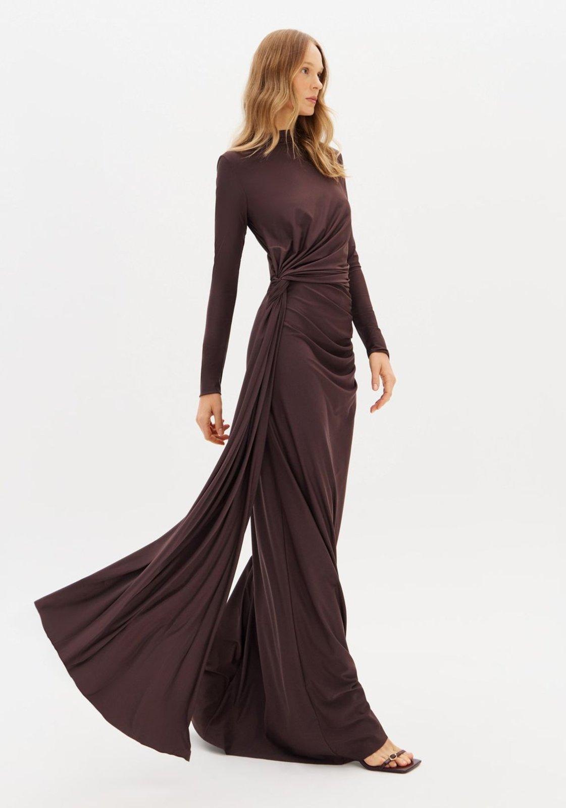 Vestido Longo Com Torçao De Jersey Lança Perfume