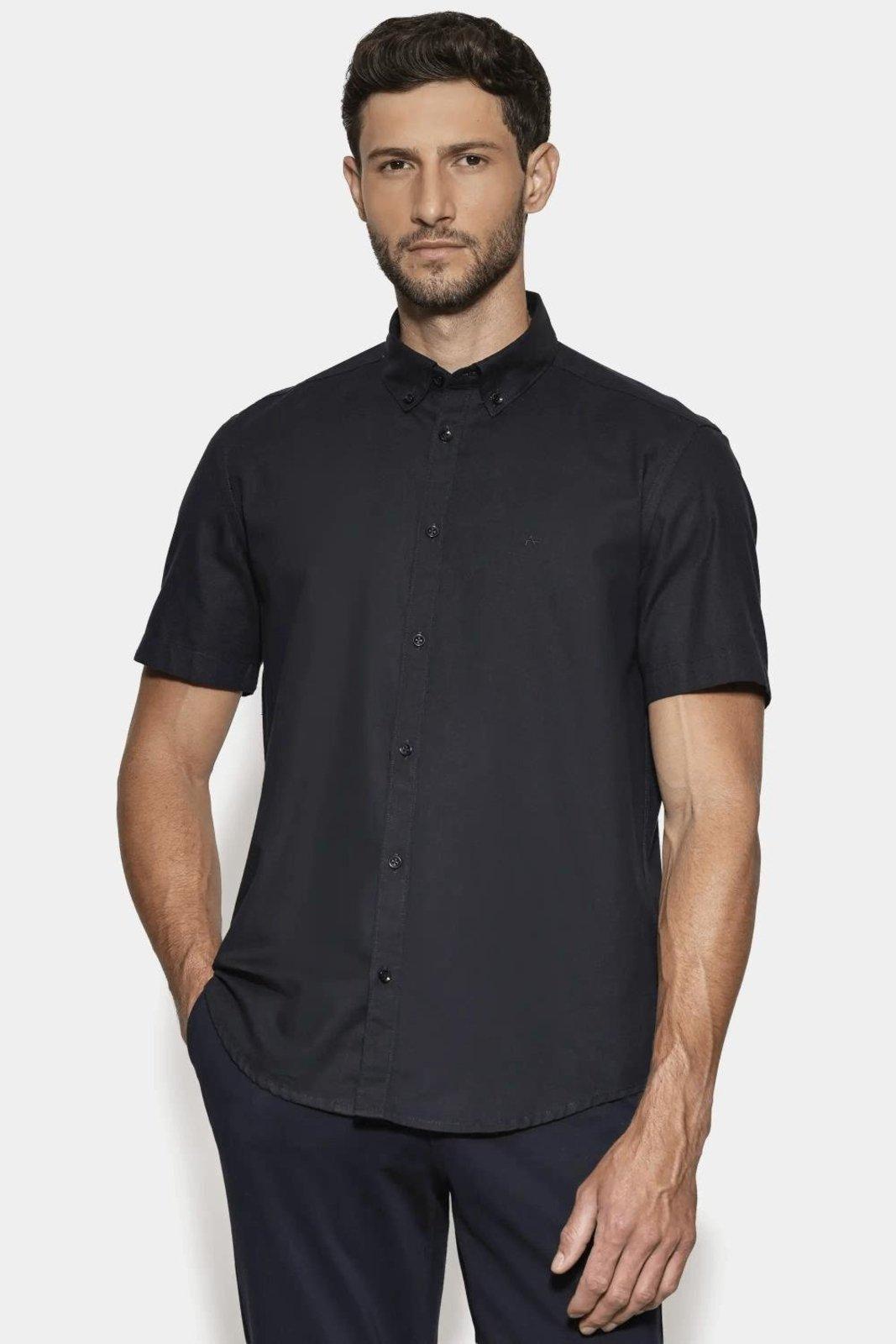 Camisa Aramis Manga Curta Slim Oxford Planalto Marinho