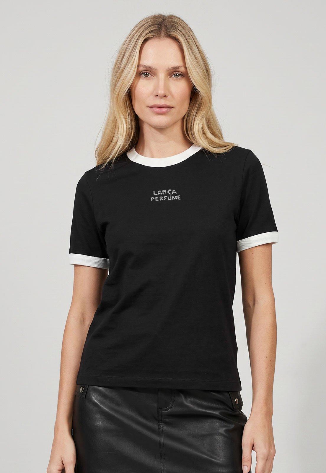 Camiseta Feminina Lança Perfume Logo Preta