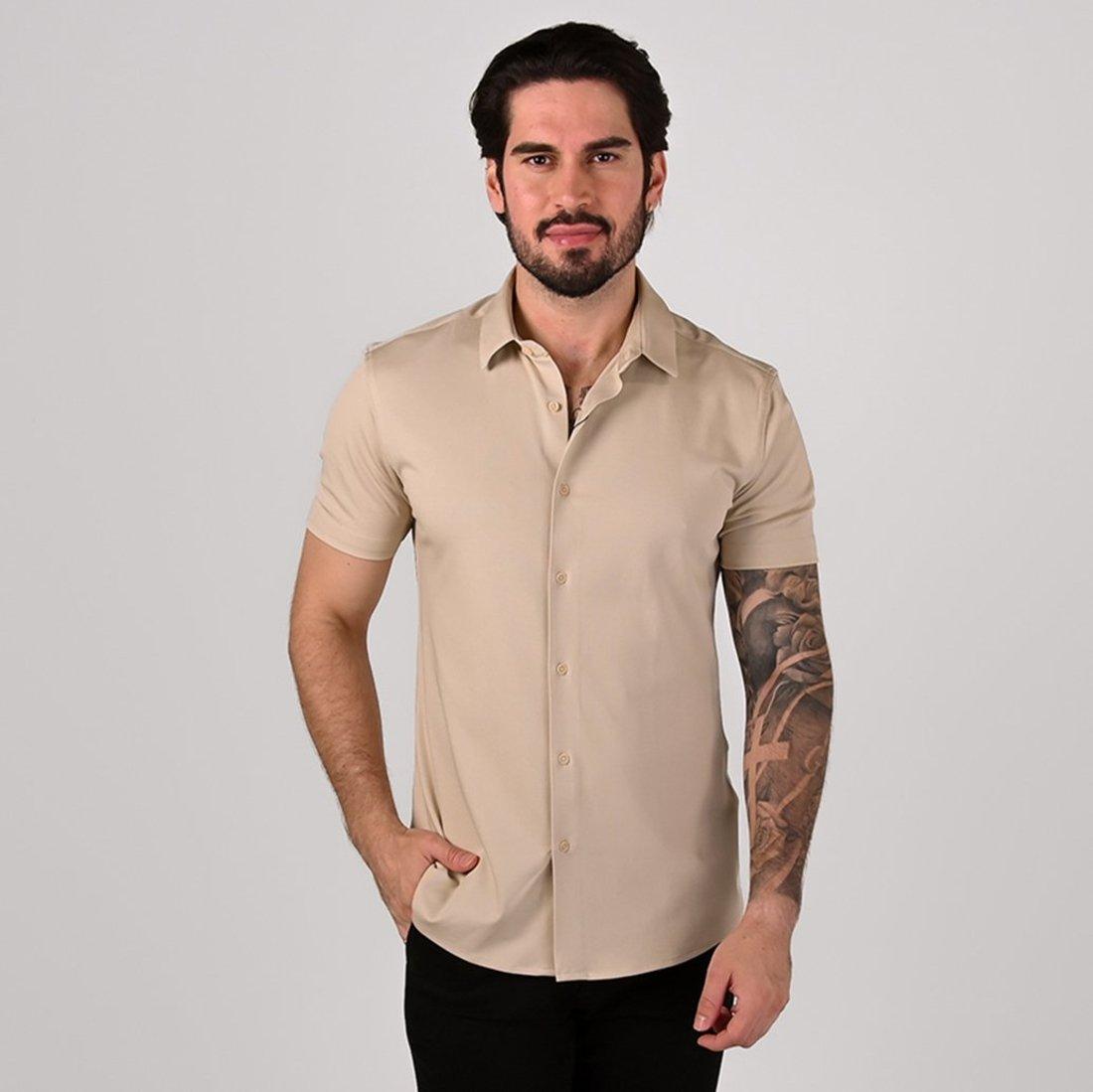 Camisa Aramis Slim Malha Itália Bege