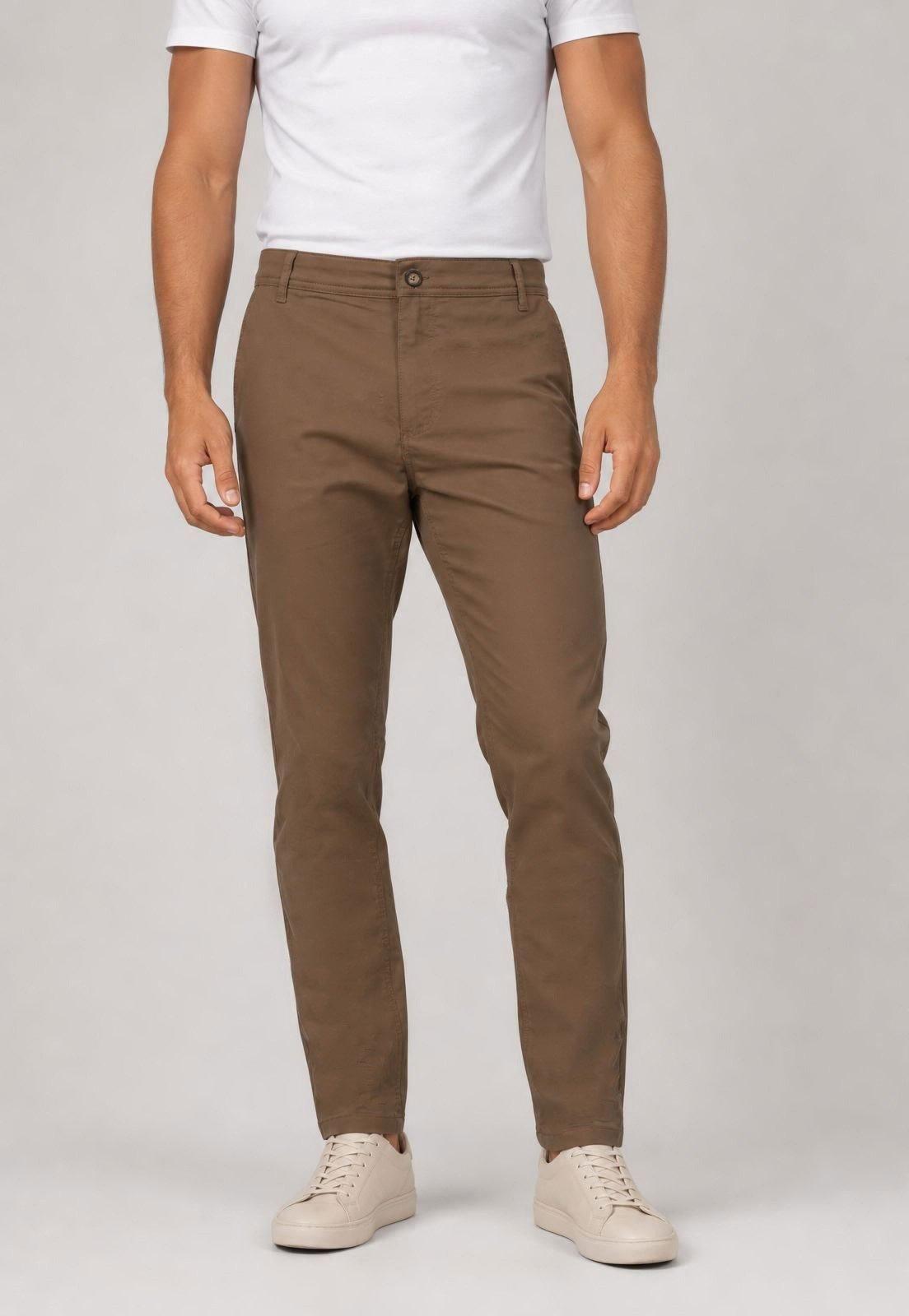 Calça Sarja Masculina Reserva Chino Cintura Média Biarritz Marrom