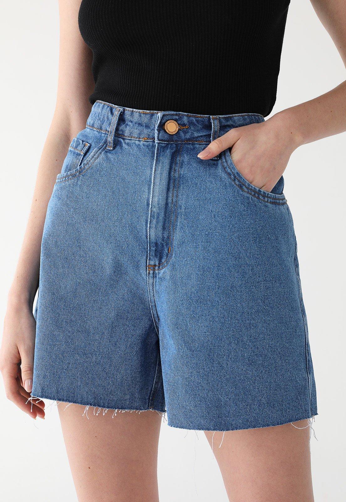 Short Jeans Lança Perfume Mom Super High Azul