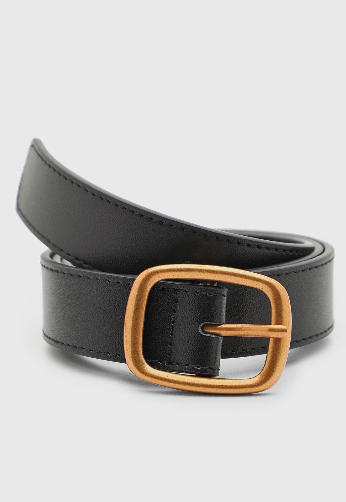 Cinto Feminino Santa Lolla Fivela Metálica Couro Preto