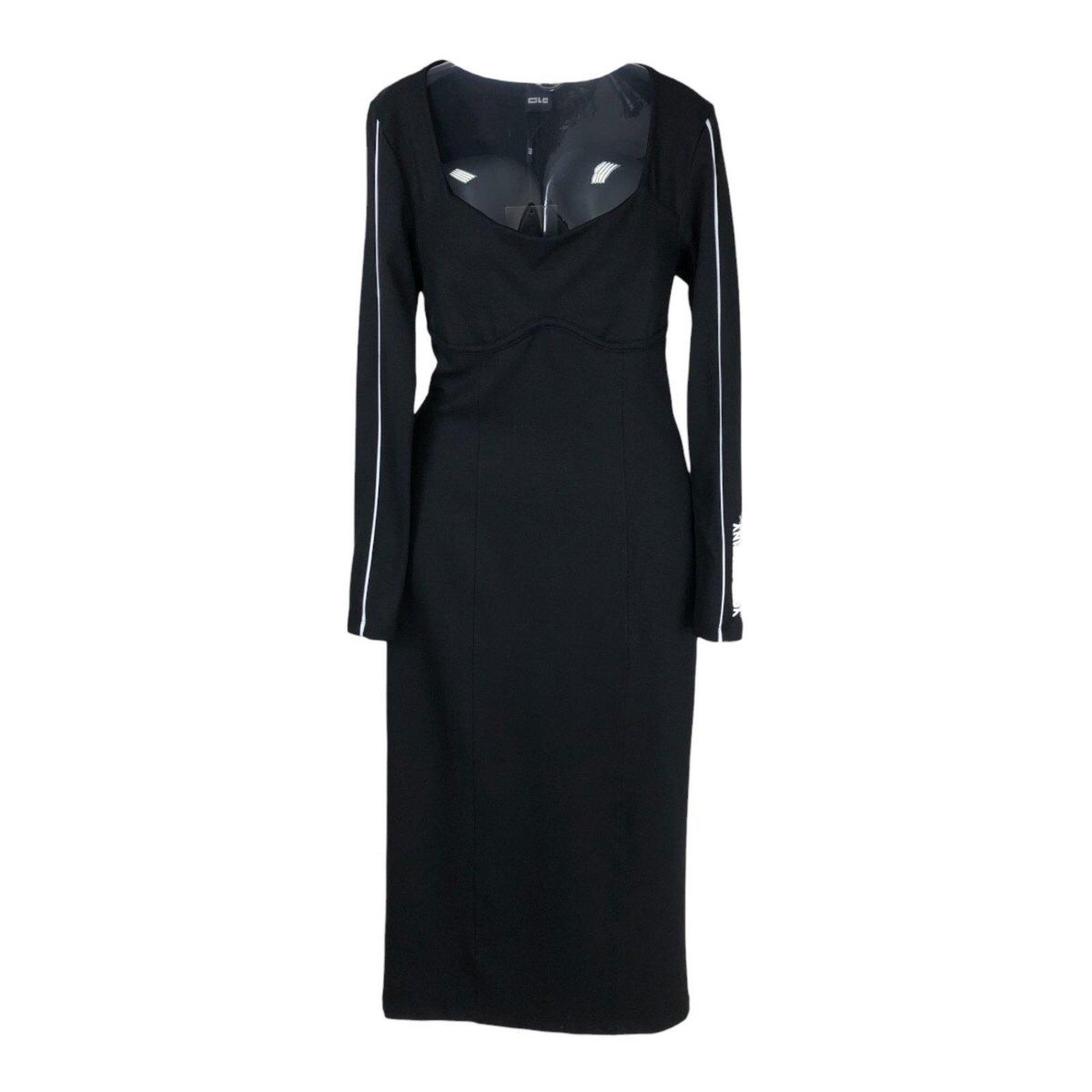 Vestido Midi Ajustado com Detalhe na Manga Colcci Branco/Preto