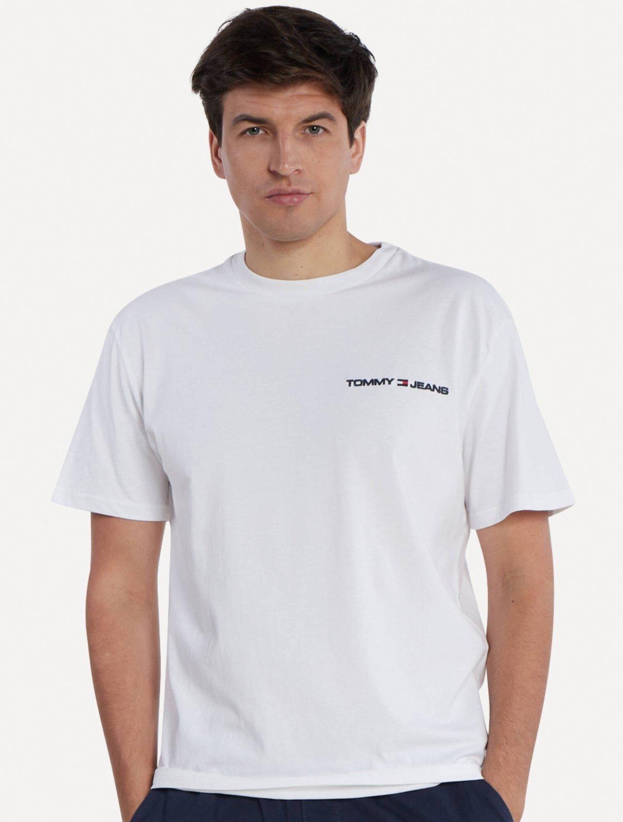 Camiseta Tommy Jeans Masculina Classic Linear Embroidered Chest Branca