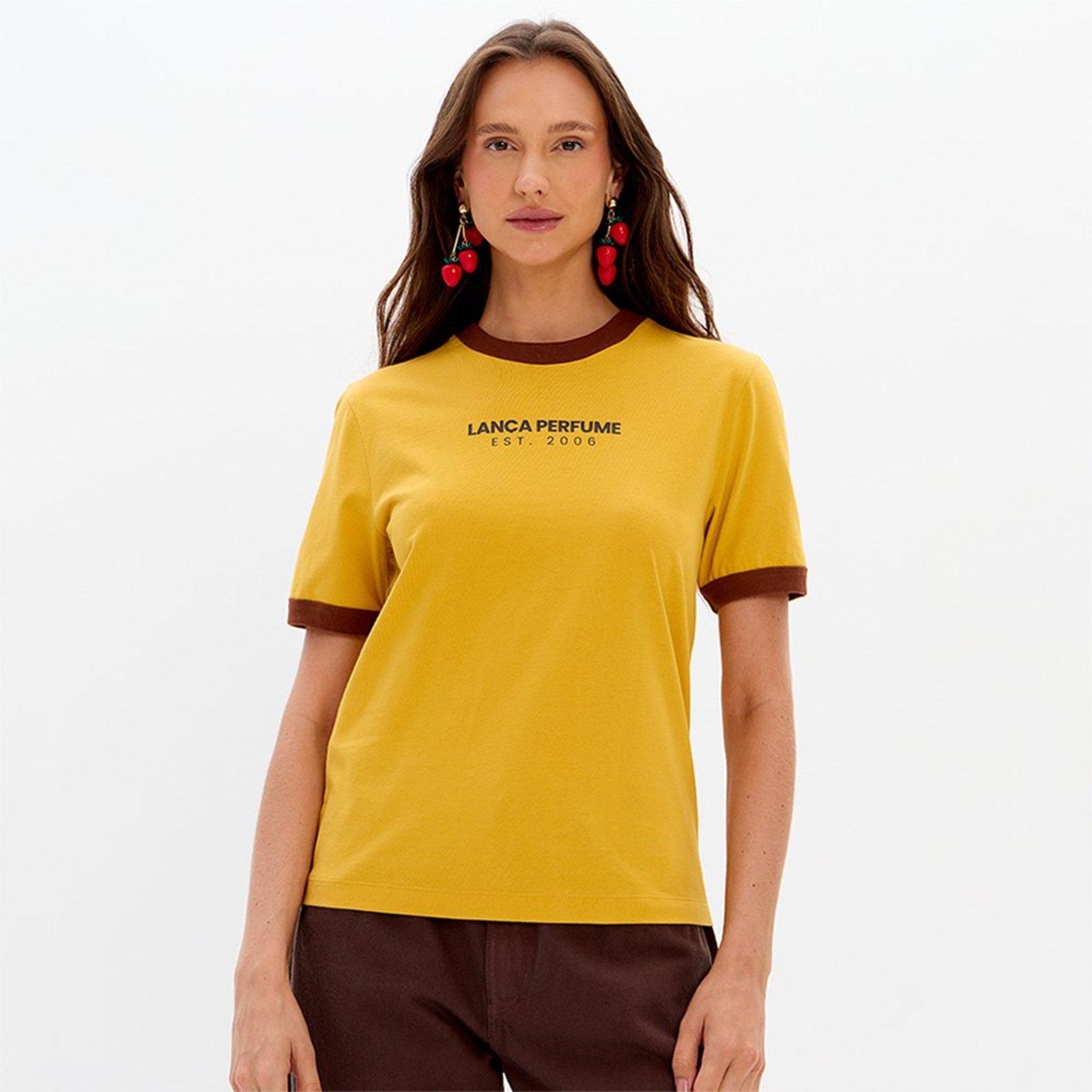 Camiseta Lança Perfume Regular Estampa Pr27 Amarelo Feminino