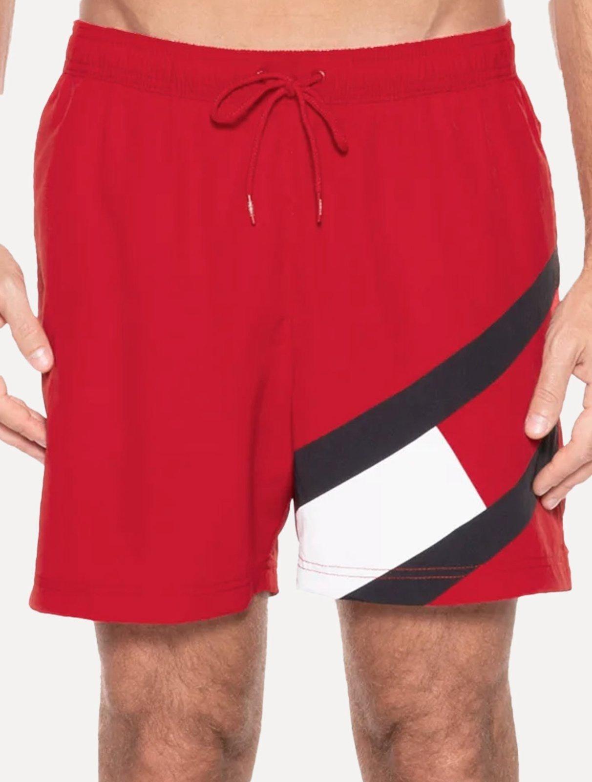 Short Tommy Hilfiger Masculino Medium Drawstring Swimwear Vermelho