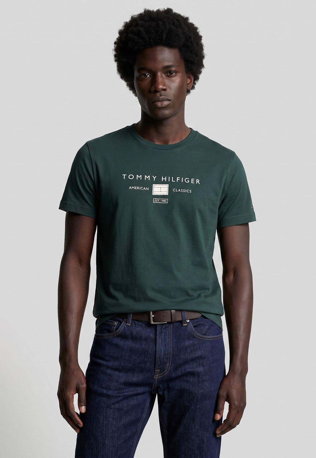 Camiseta Masculina Tommy Hilfiger Logo Verde